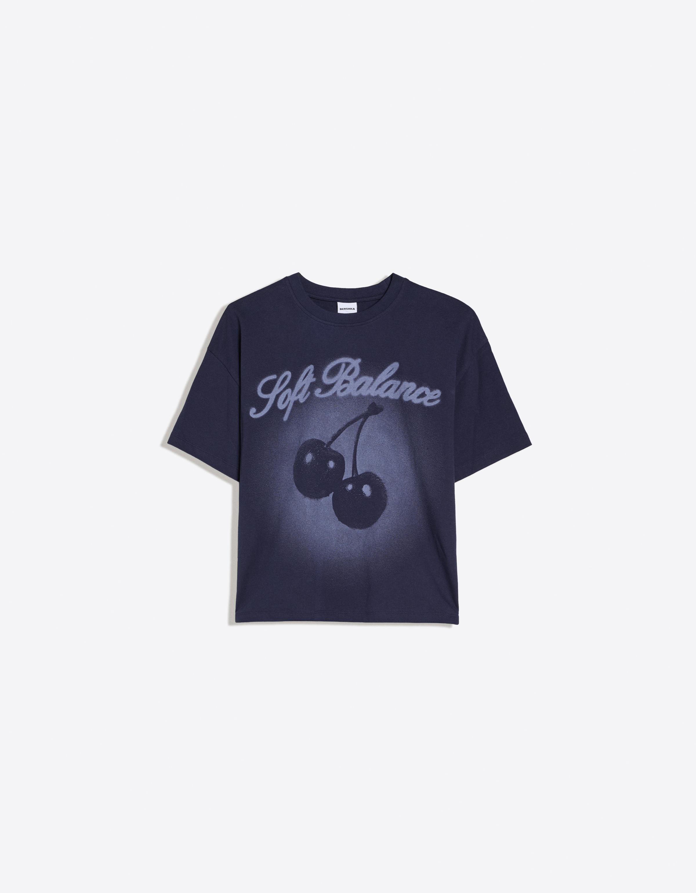 Camiseta Manga Corta Oversize Print Mujer L Marino