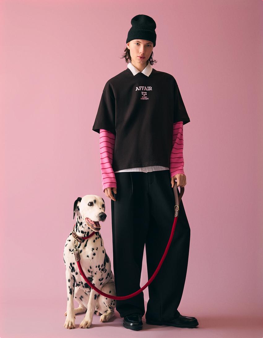 Camiseta manga corta print-Negro