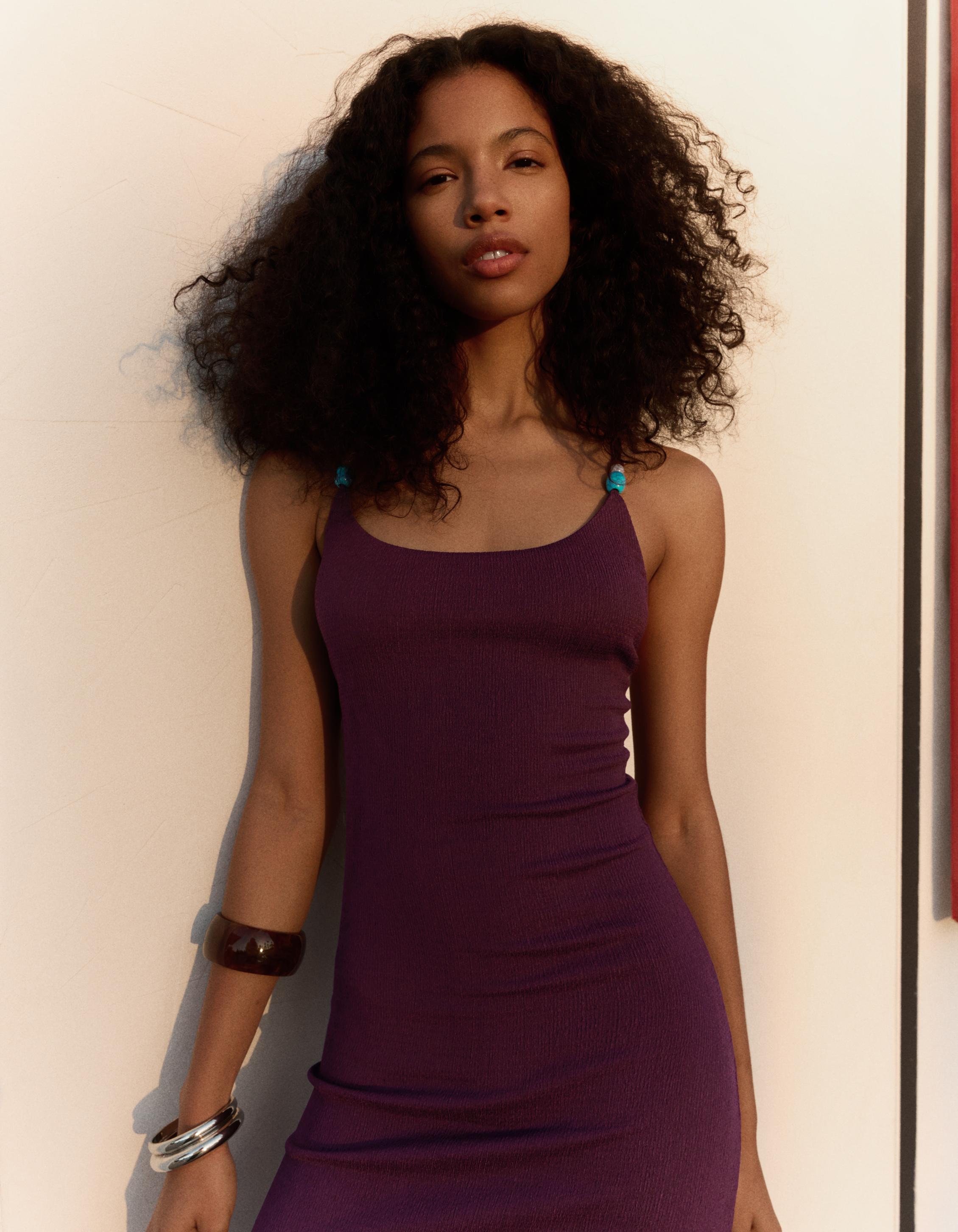 Rustic strappy midi dress — Violet