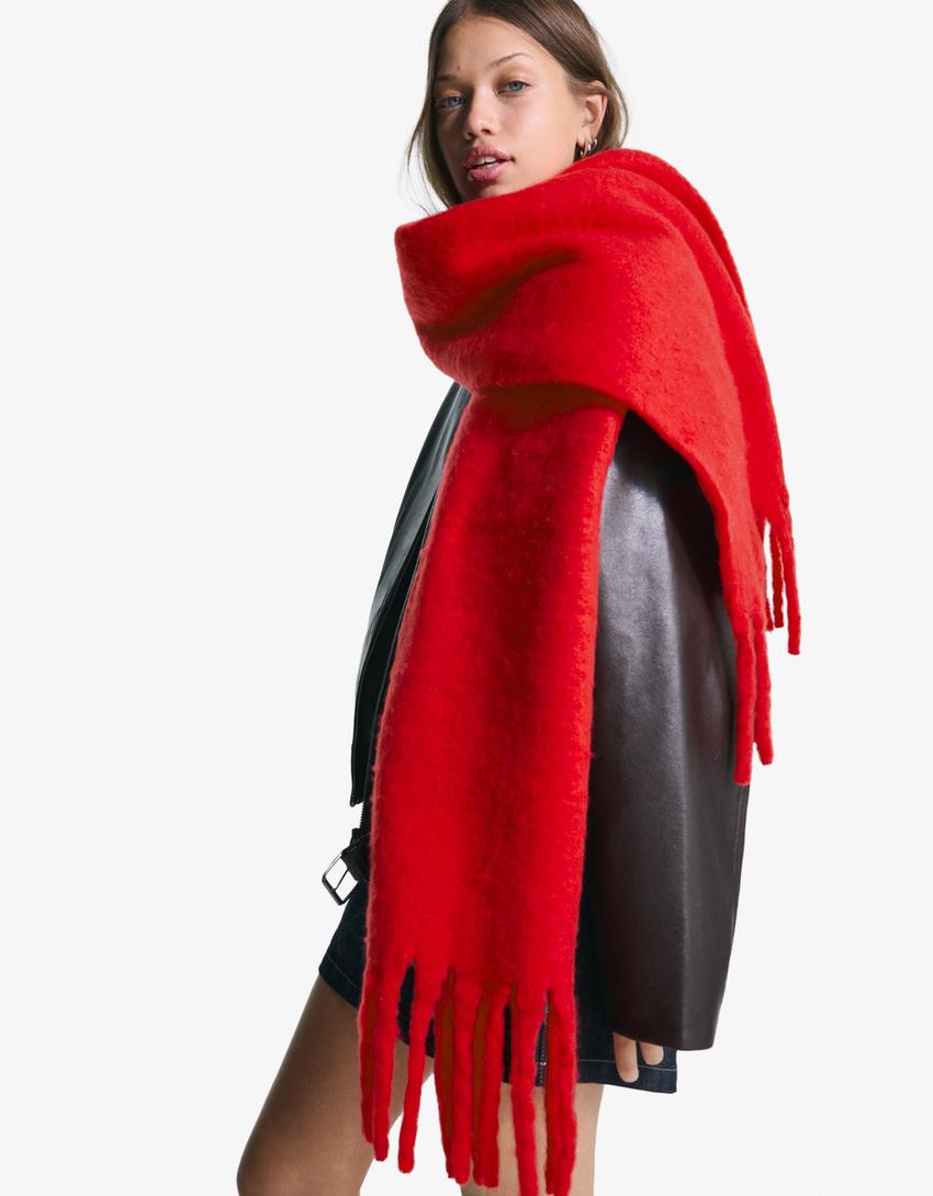 Écharpe unie-Rouge-0