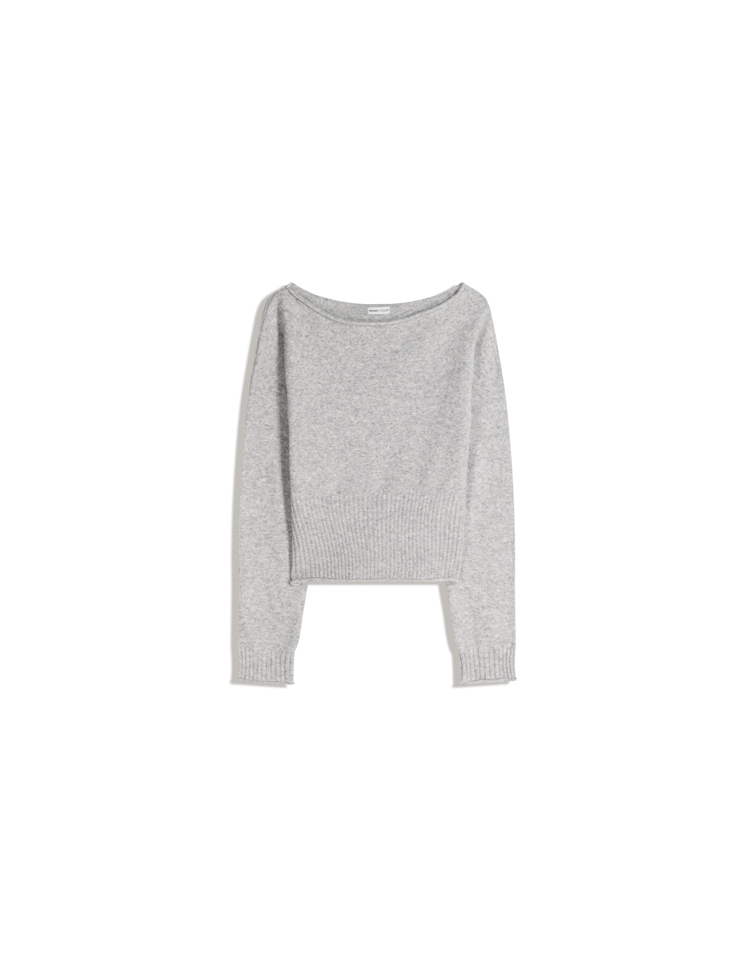 Knit boat neck jumper — Grey