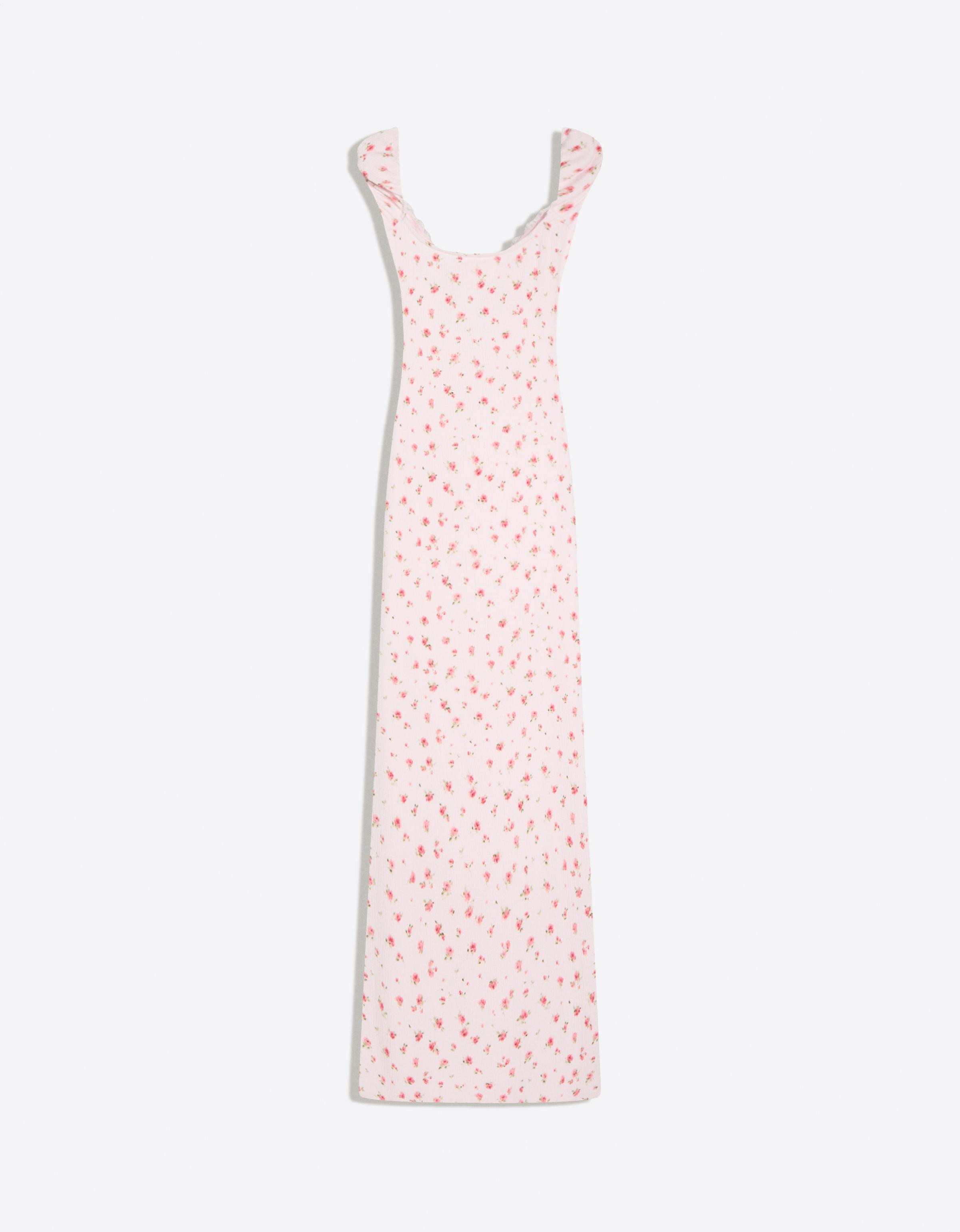 Printed lace midi dress — Pink