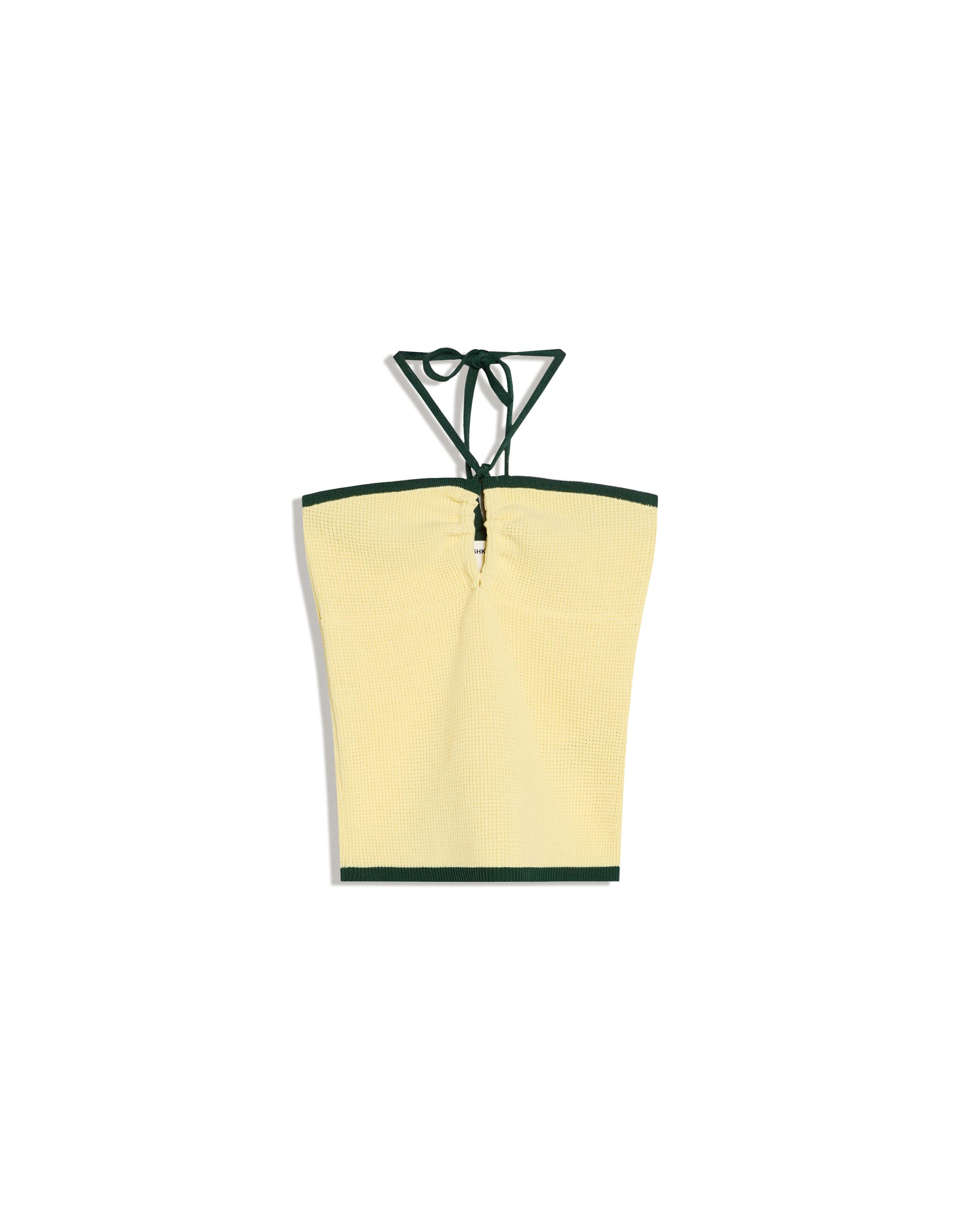 Contrast bandeau knit top — Yellow