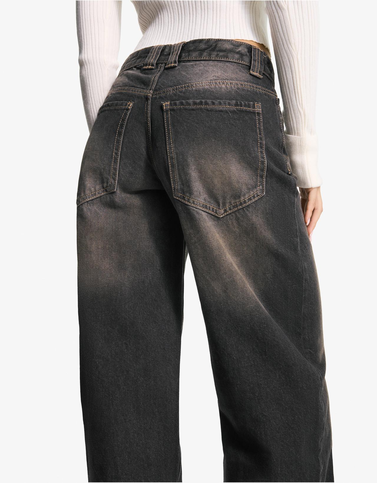 High-waist barrel jeans — Black