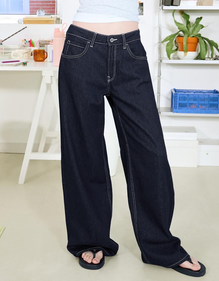 Jeans met wijde pijpen-Marineblau