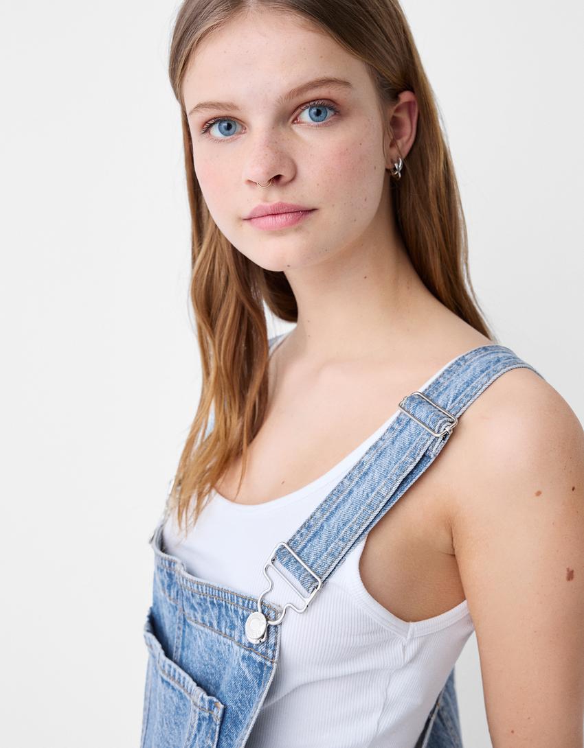 Denim workwear dungarees-Light blue-5