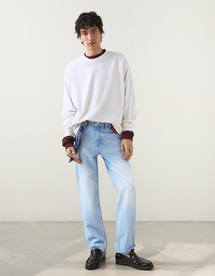 Straight-leg jeans-Light blue