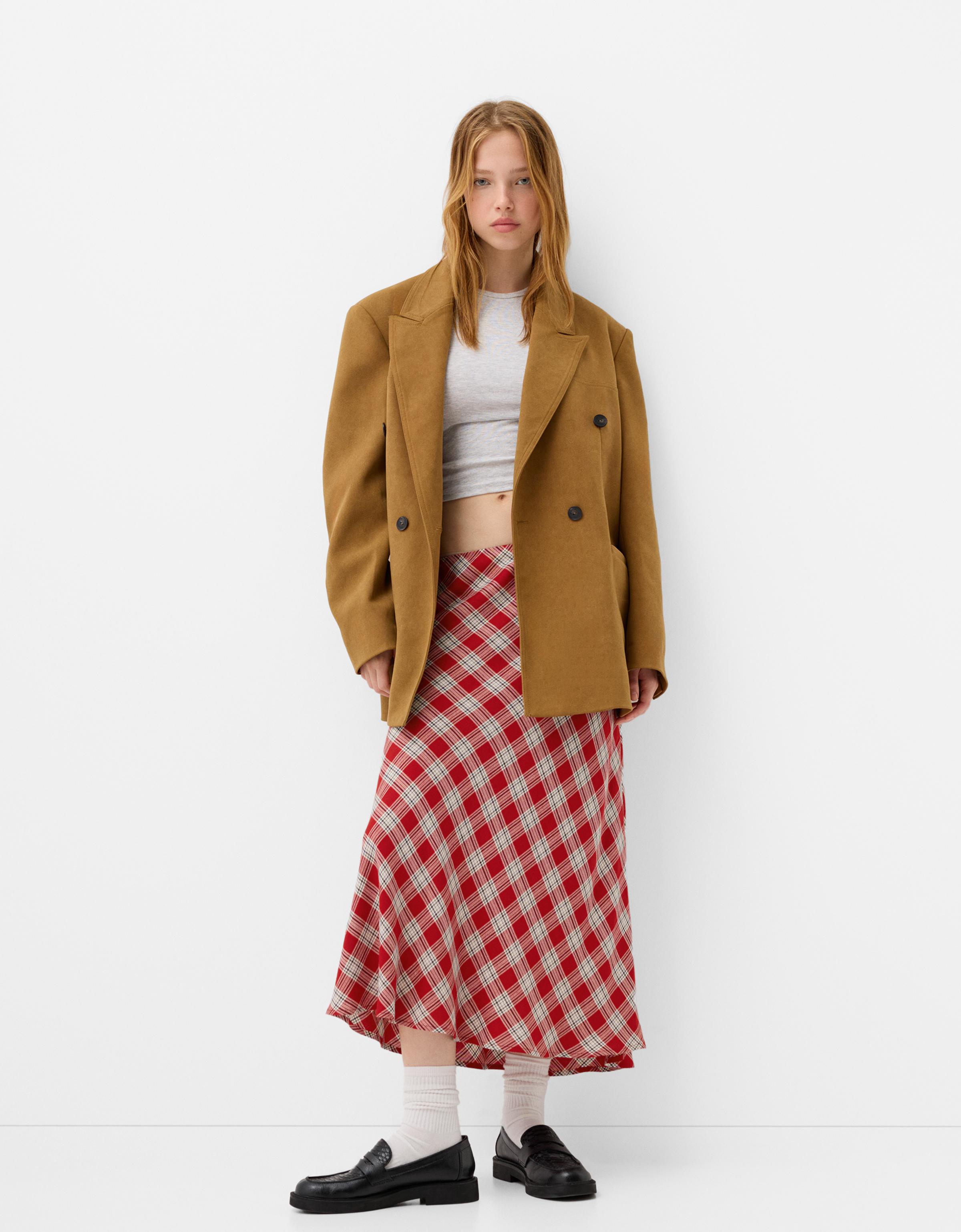 bershka green midi skirt