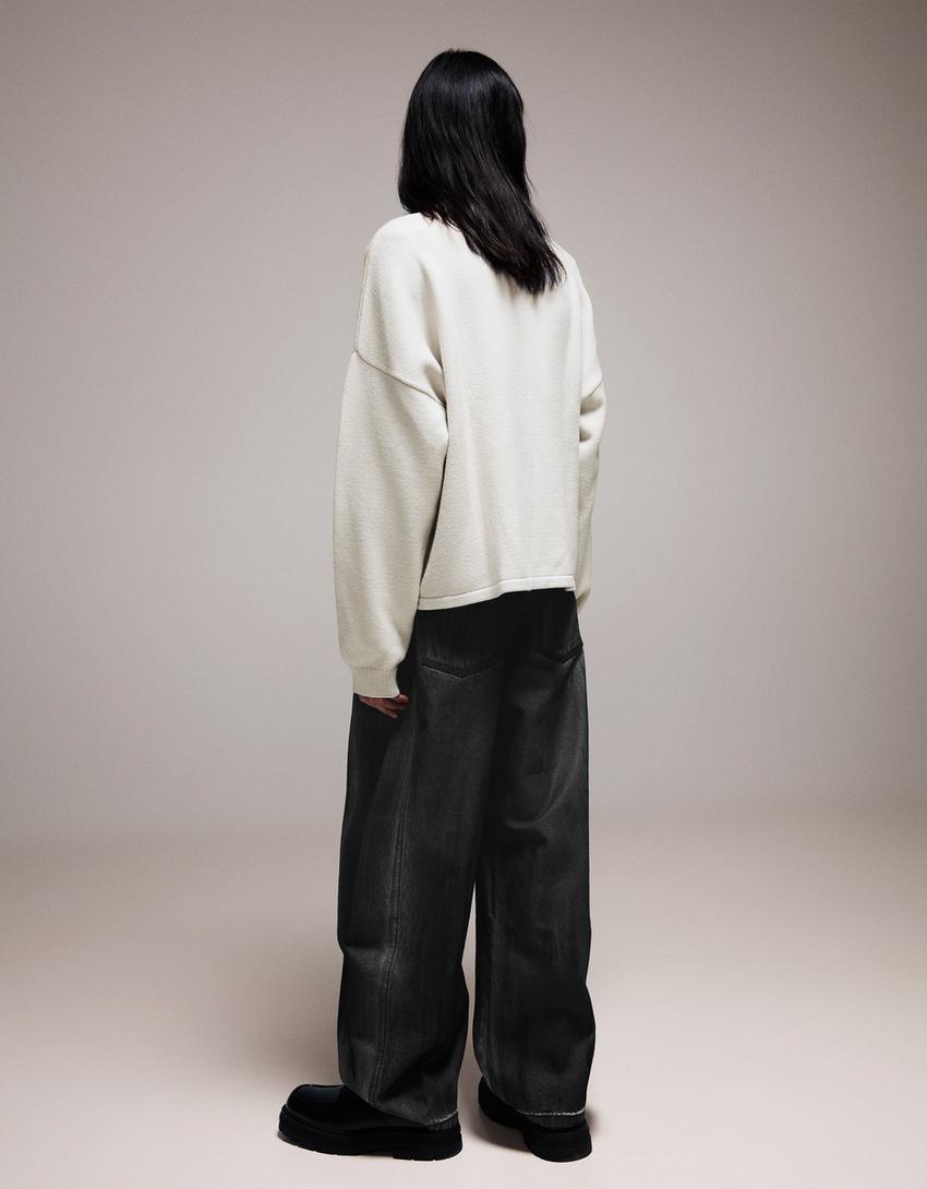 Pullover mit Print-Grbrochenes Weiss