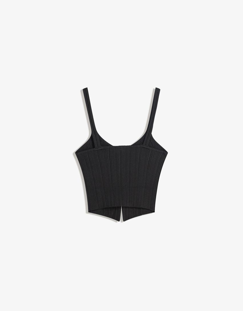 Strappy cut-out top-Black-4