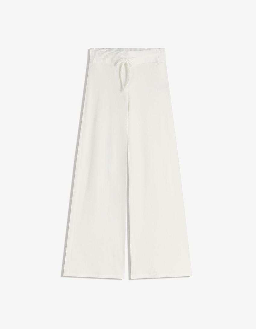 Set: Rippstrick-Jersey und Hose mit Weitem Bein-Set: Rippstrick-Jersey und Hose mit Weitem Bein