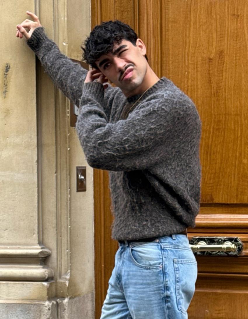 Brushed-effect jumper-Dark grey