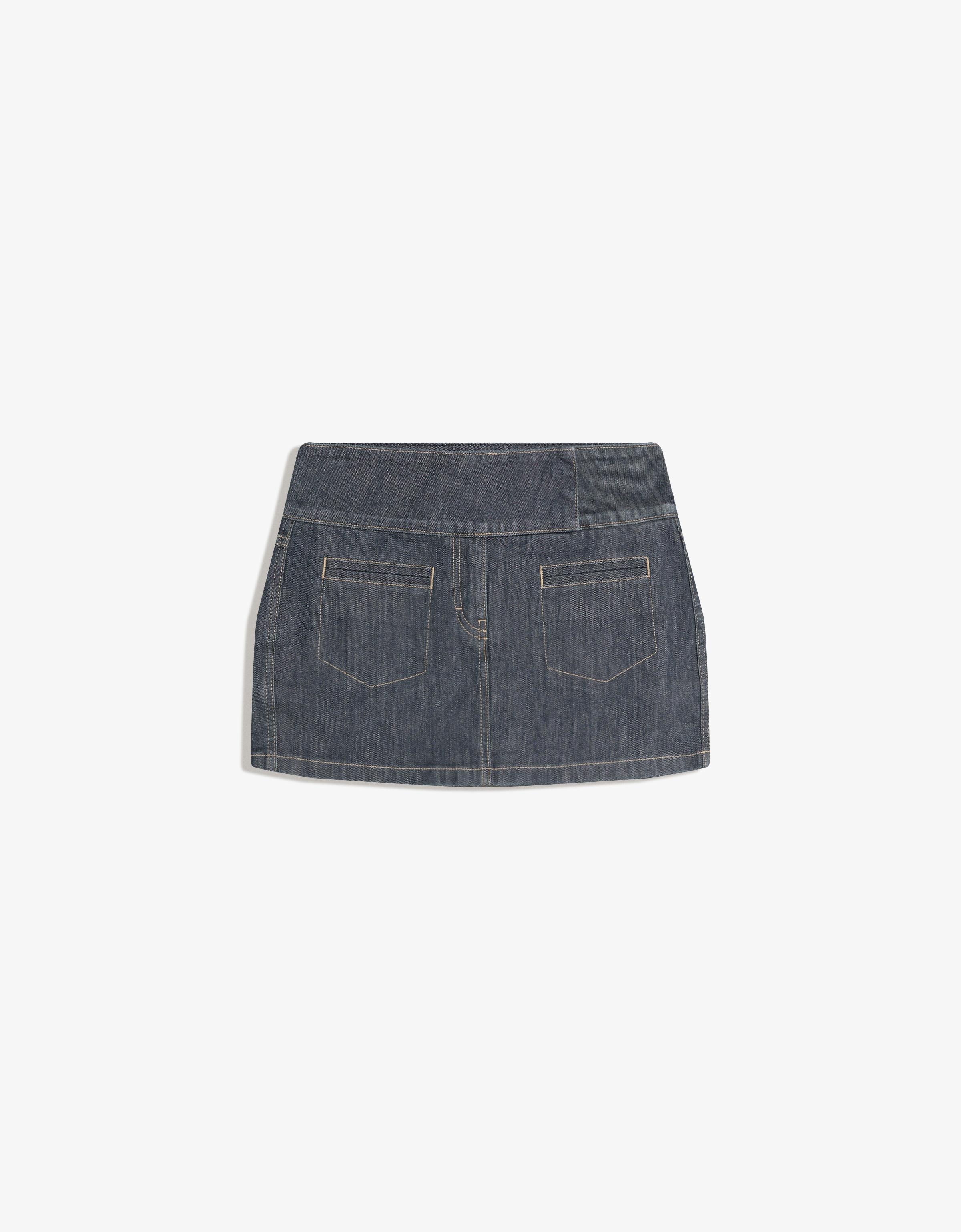 High-waist denim skort