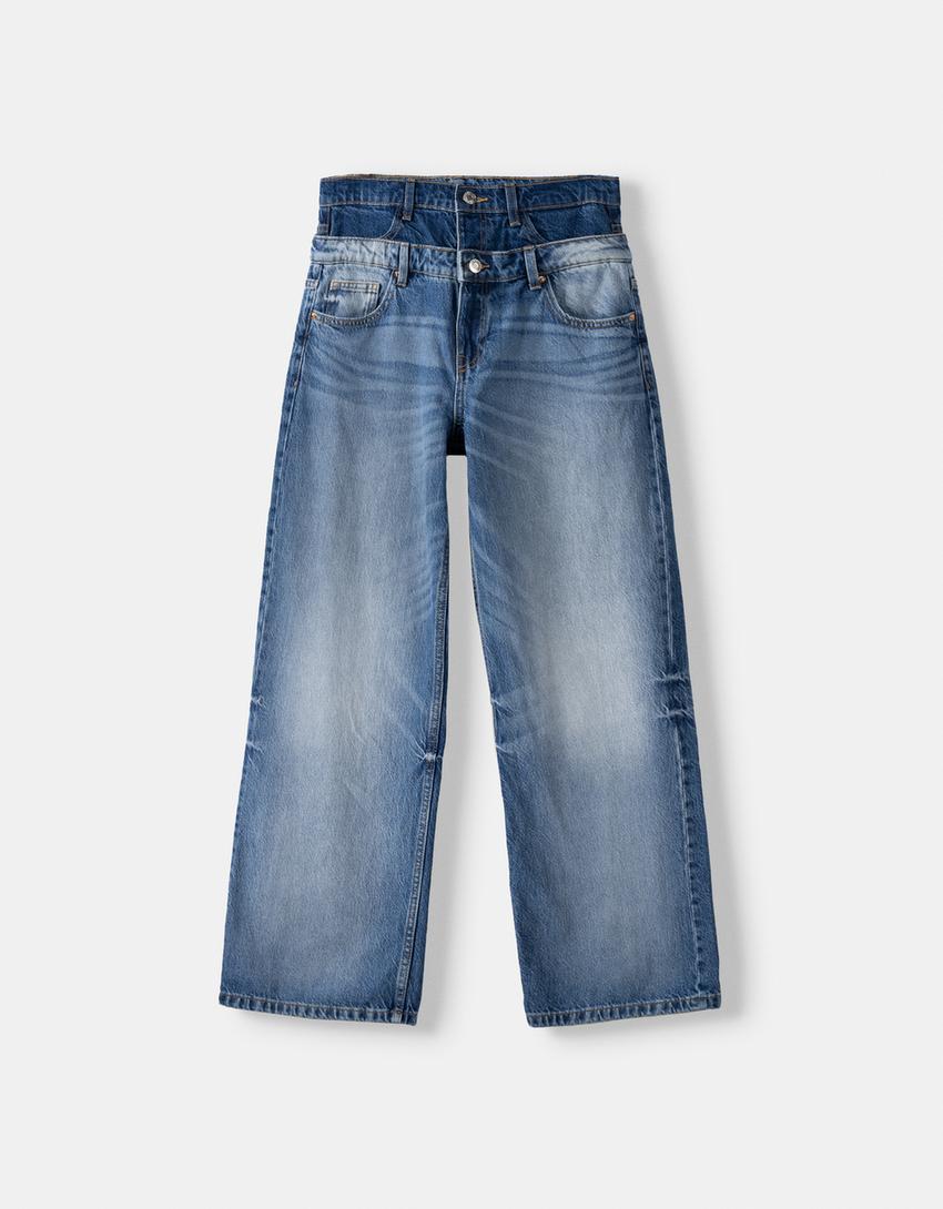 Jeans baggy cintura dupla-Azul lavado-5