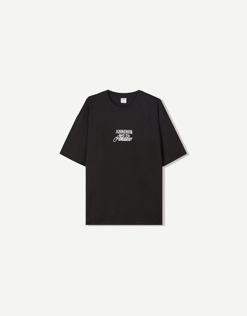 Short sleeve T-shirt with print-Black-0
