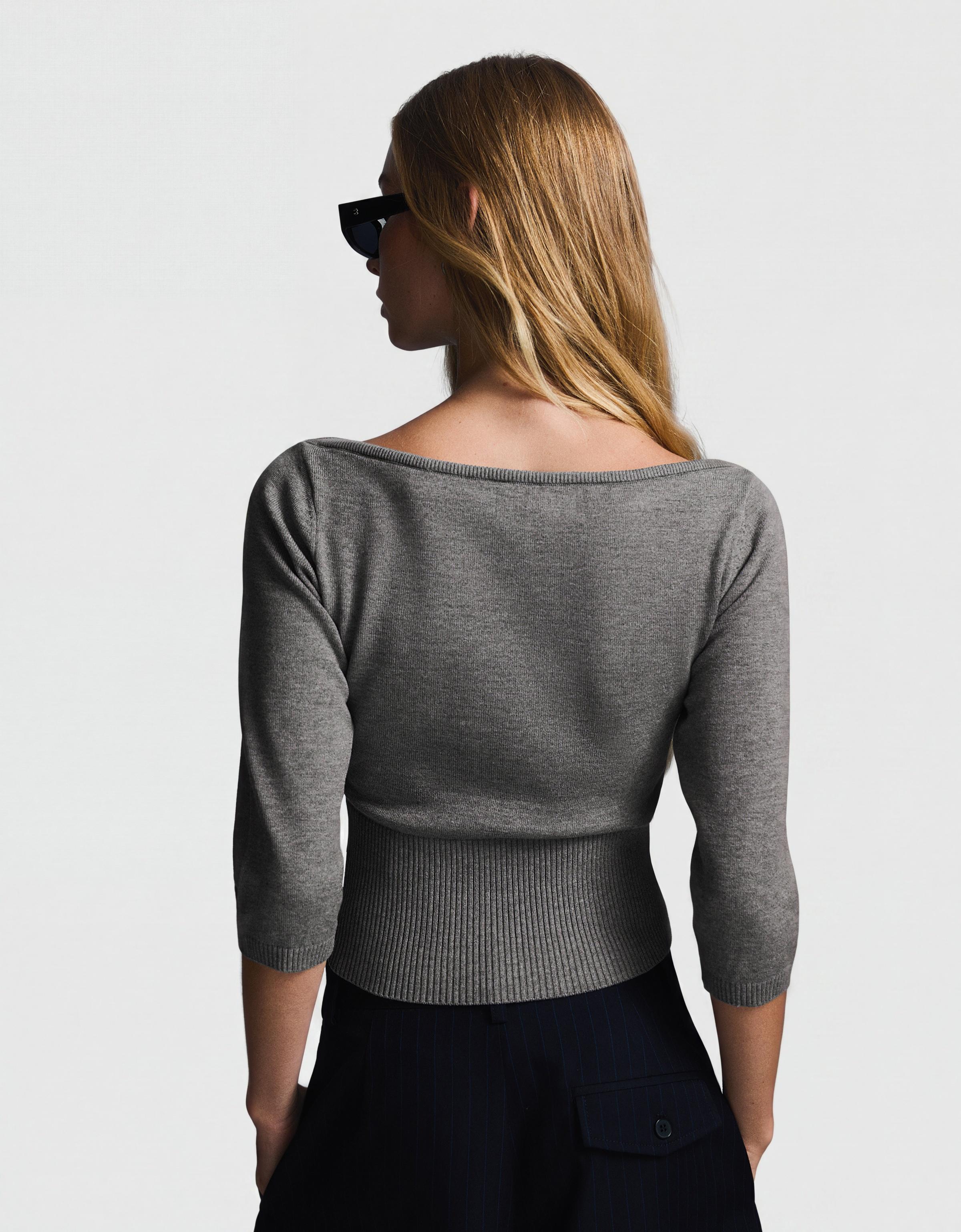Boat neck jumper — Grey