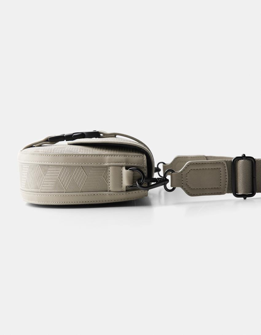 Sac bandoulière texturé plaque-Gris-2