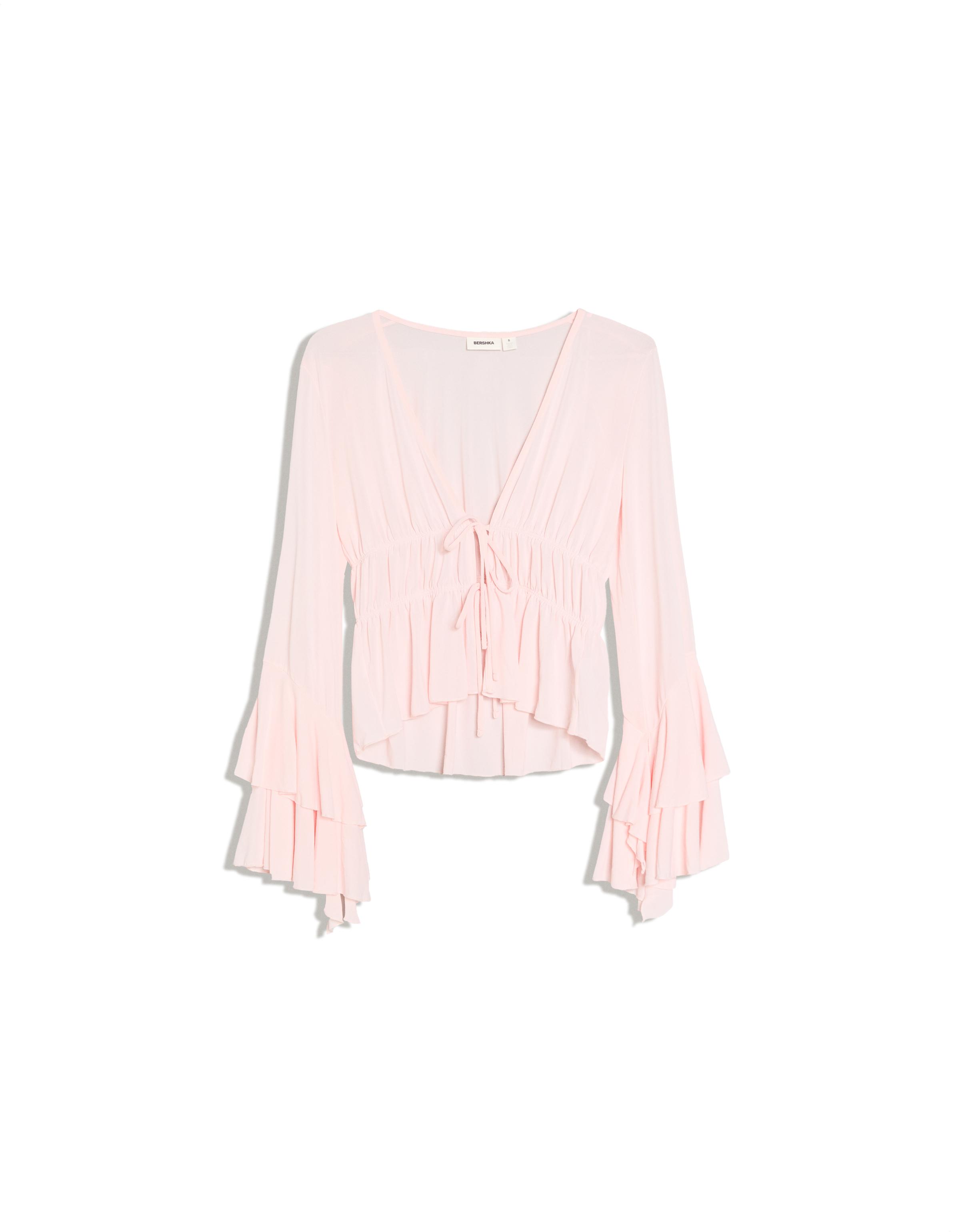 Flowy frilled T-shirt — Pink