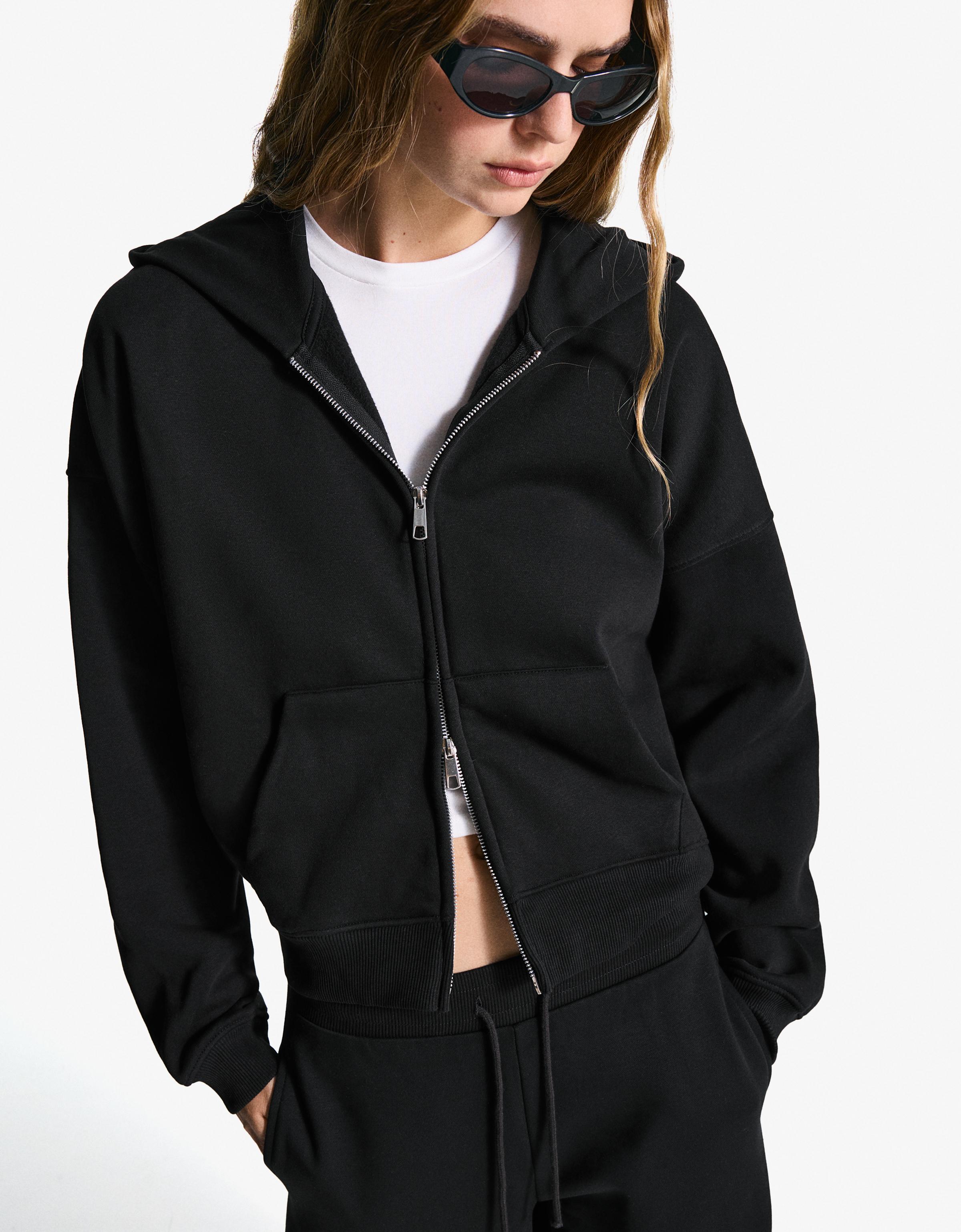 Bershka Oversize-Hoodie Mit Reißverschluss Damen L Schwarz