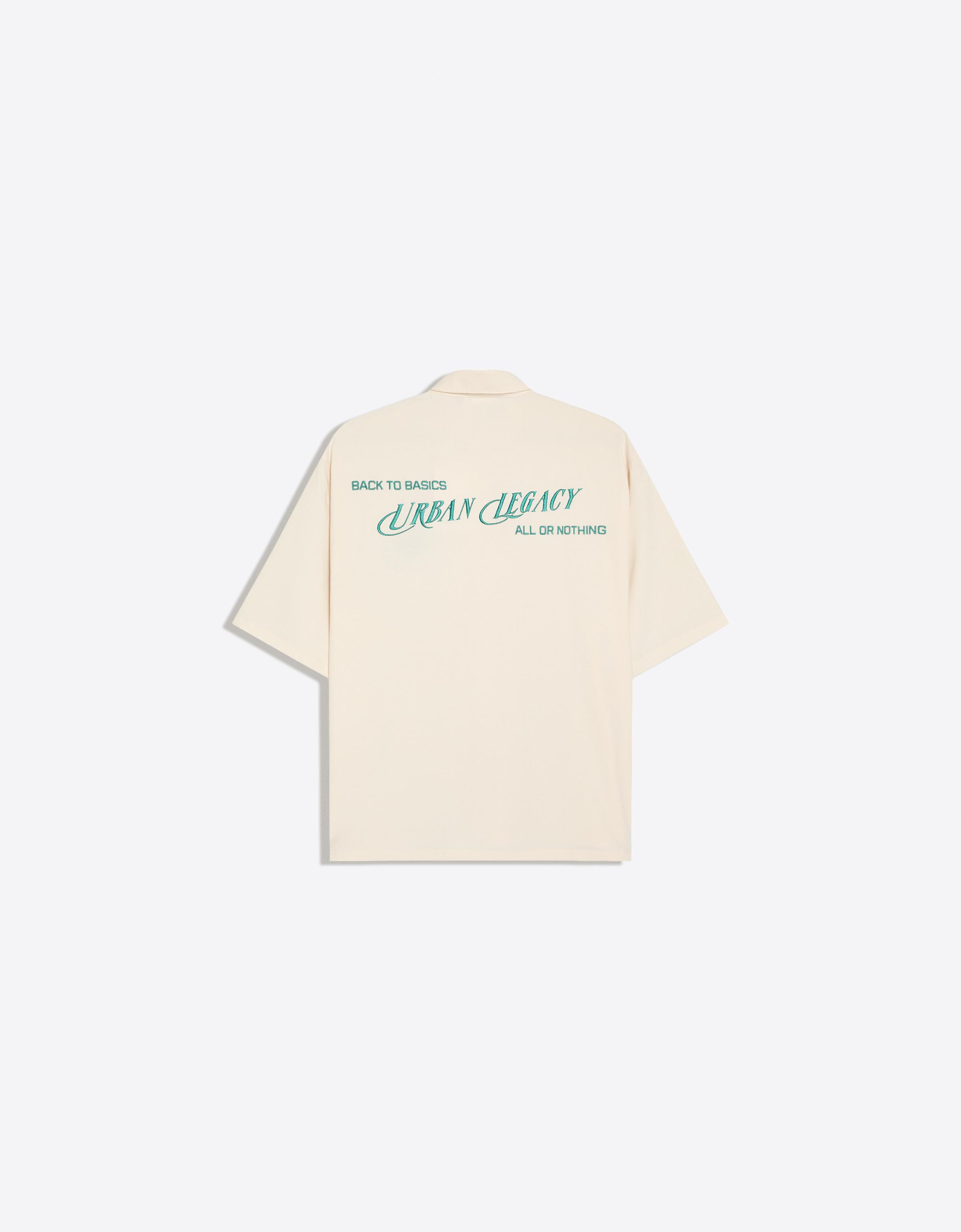 Embroidered short sleeve shirt — Cream