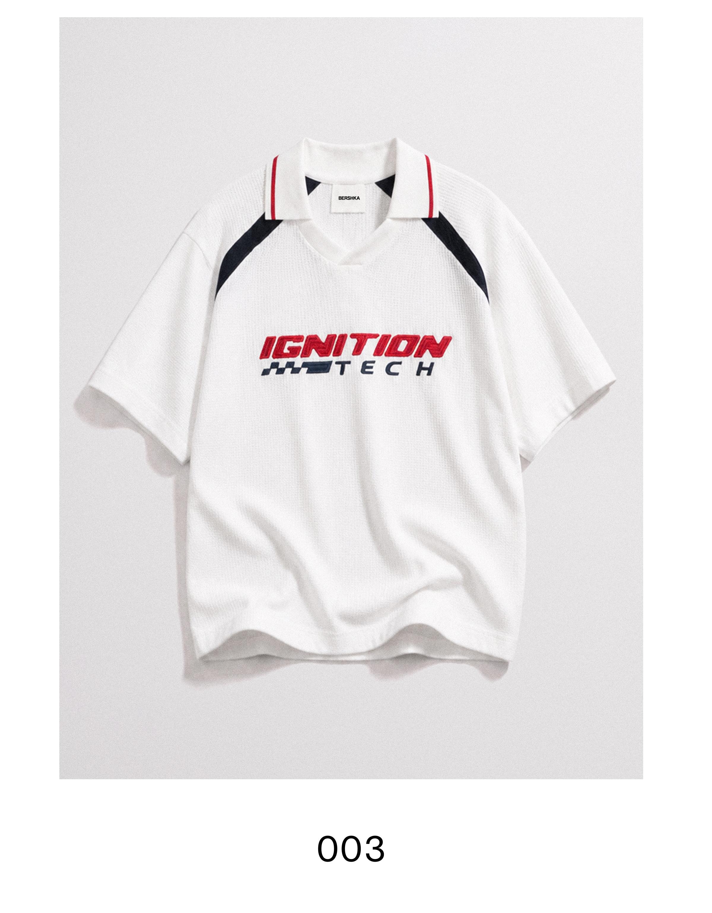 Retro sport print polo shirt — White