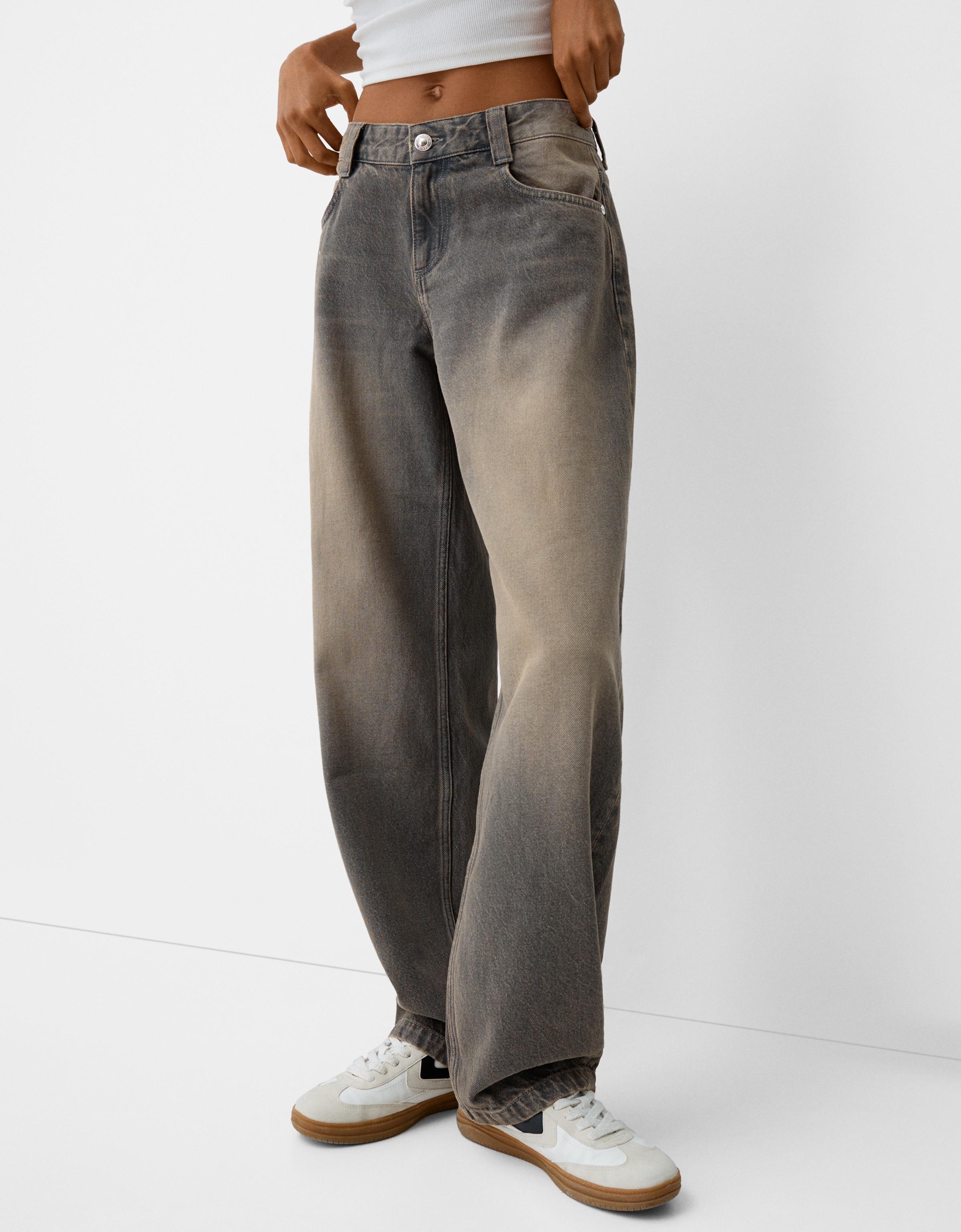 Loveimgs Damen Baggy Jeans Mit Floral-Print – Used-Look, Weites Bein – Y2K Style Für Streetwear