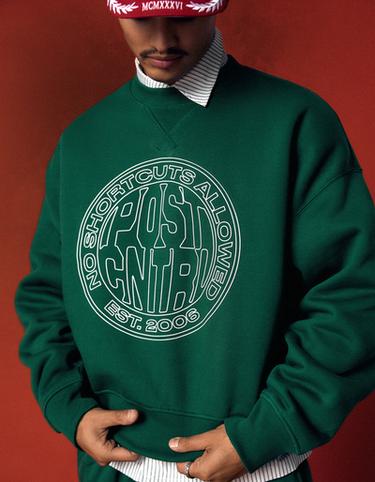 Printed round neck sweatshirt — Green 4