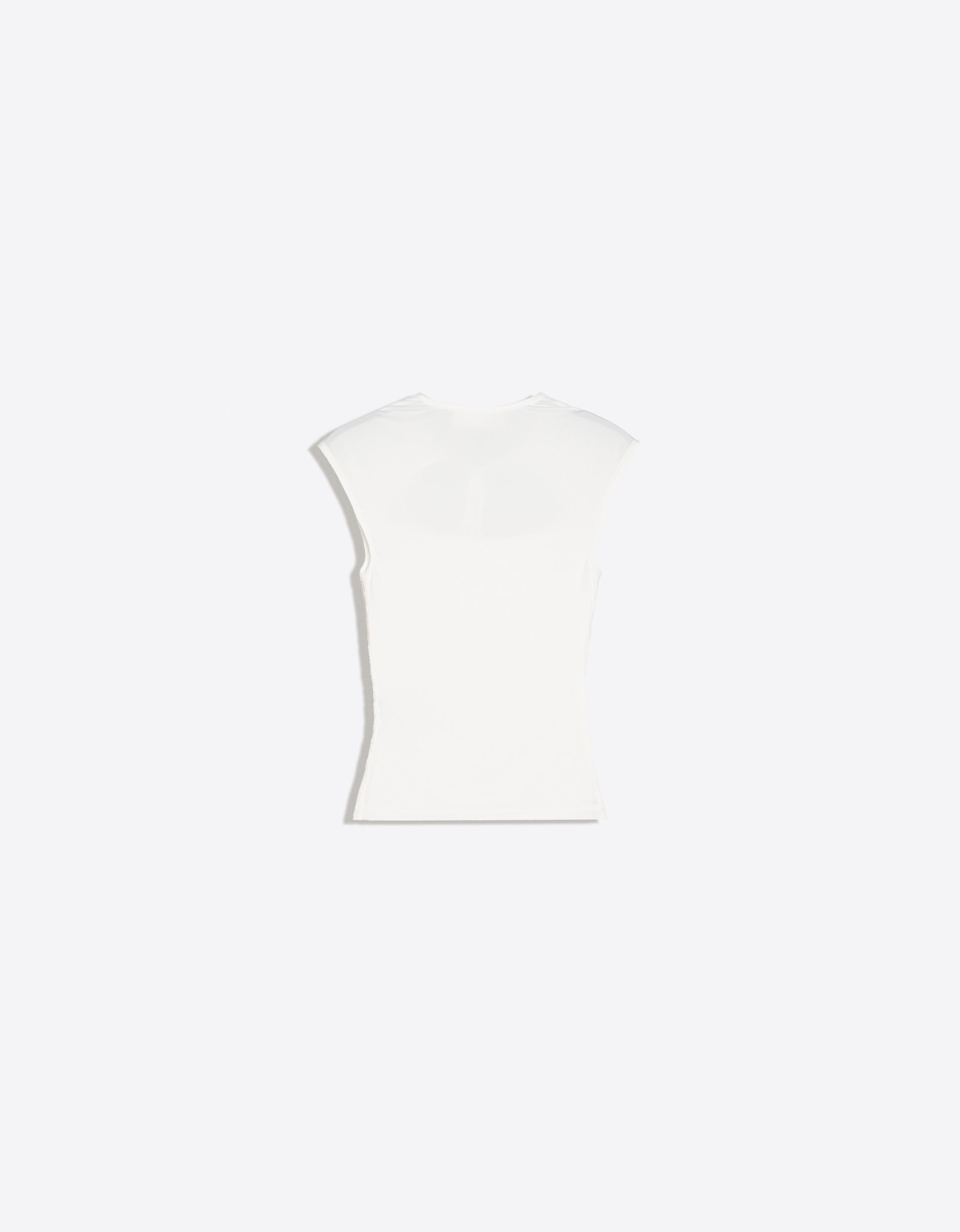 Floral print split top — Cream