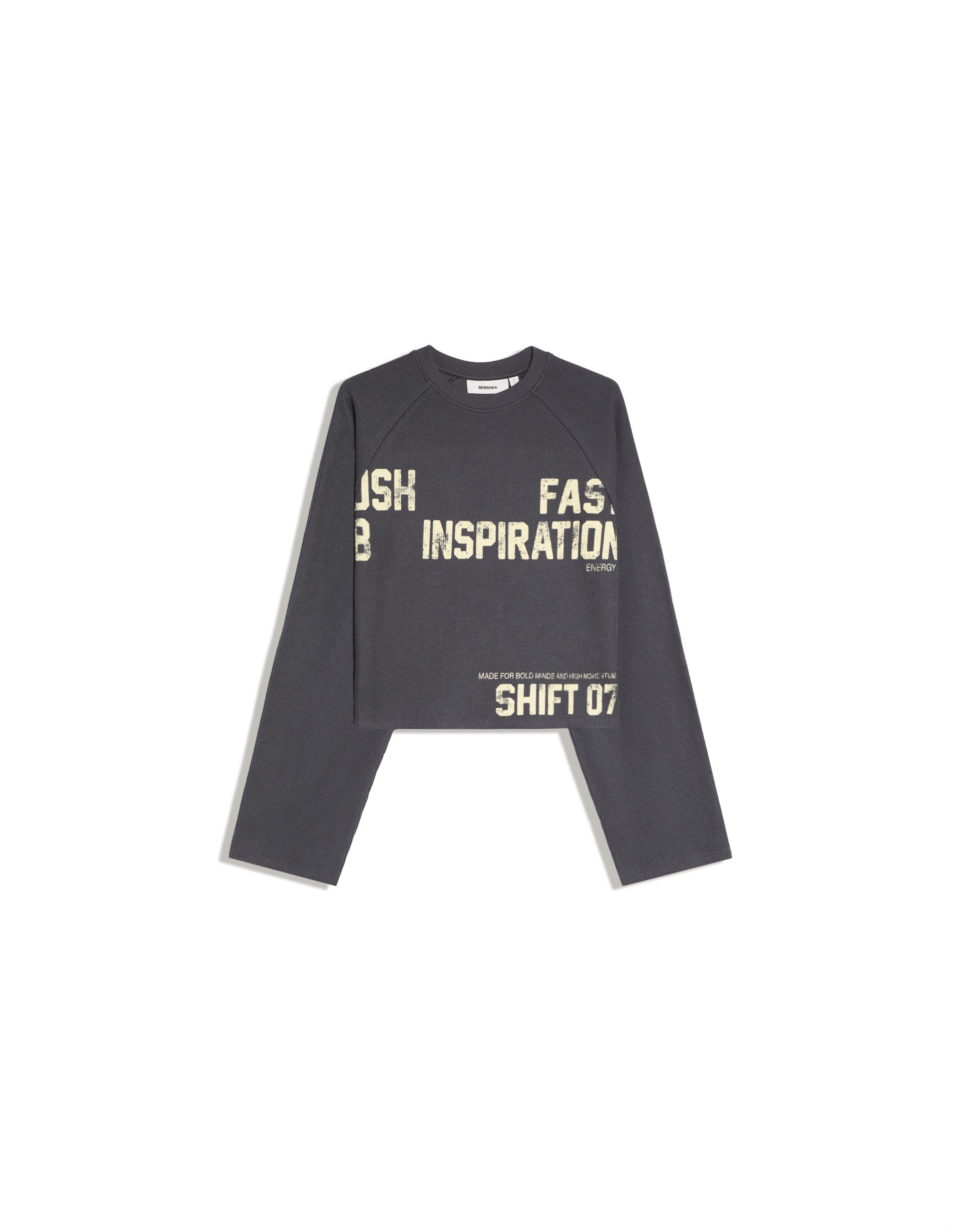 Bershka Bisiklet yaka baskılı sweatshirt görsel 6