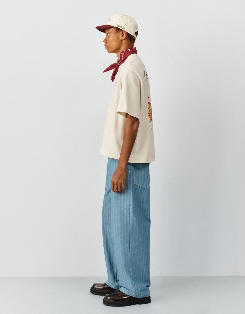 Short sleeve T-shirt with embroidery-Off white