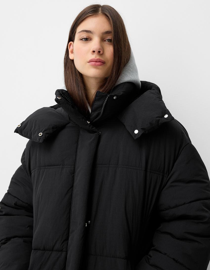 Abrigo 3/4 capucha-Negro-2