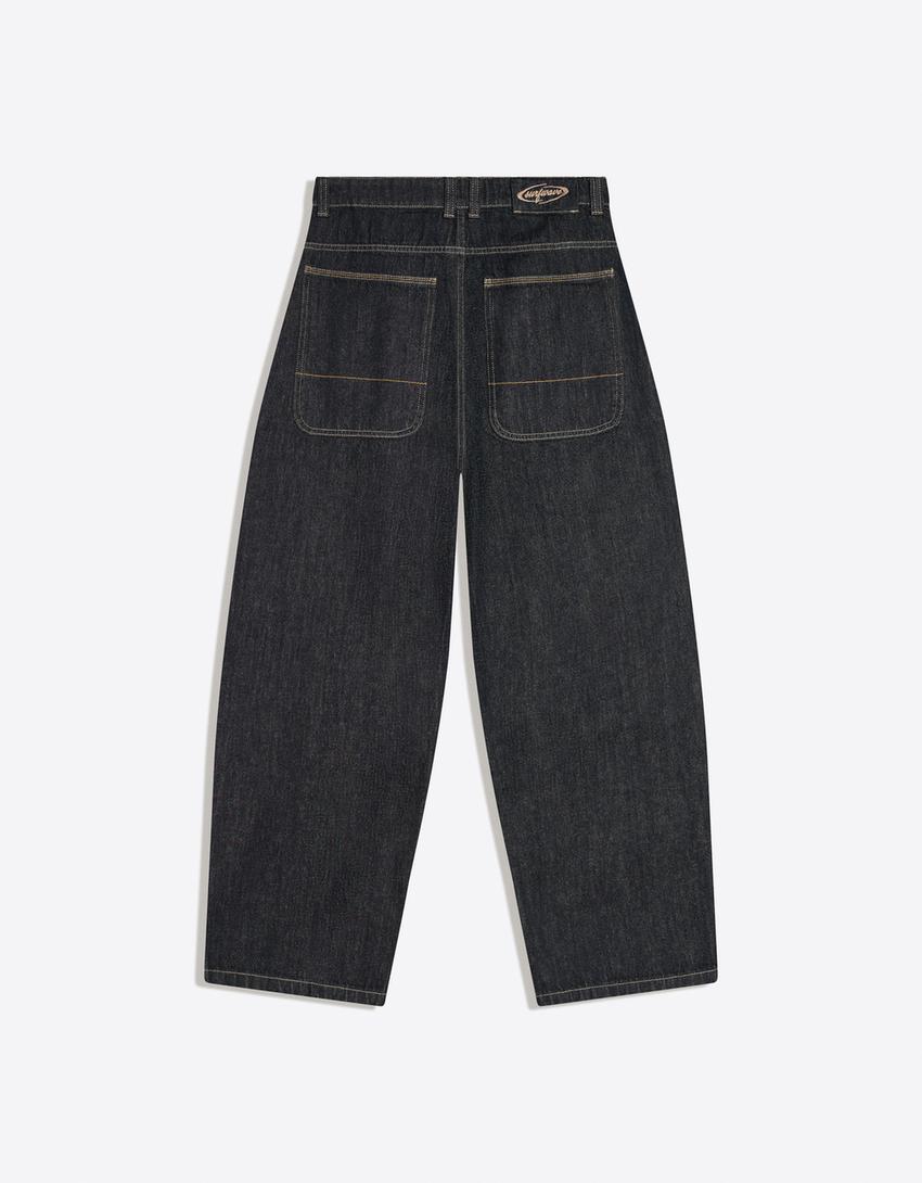 Jeans barrel botones cruzados-Marino