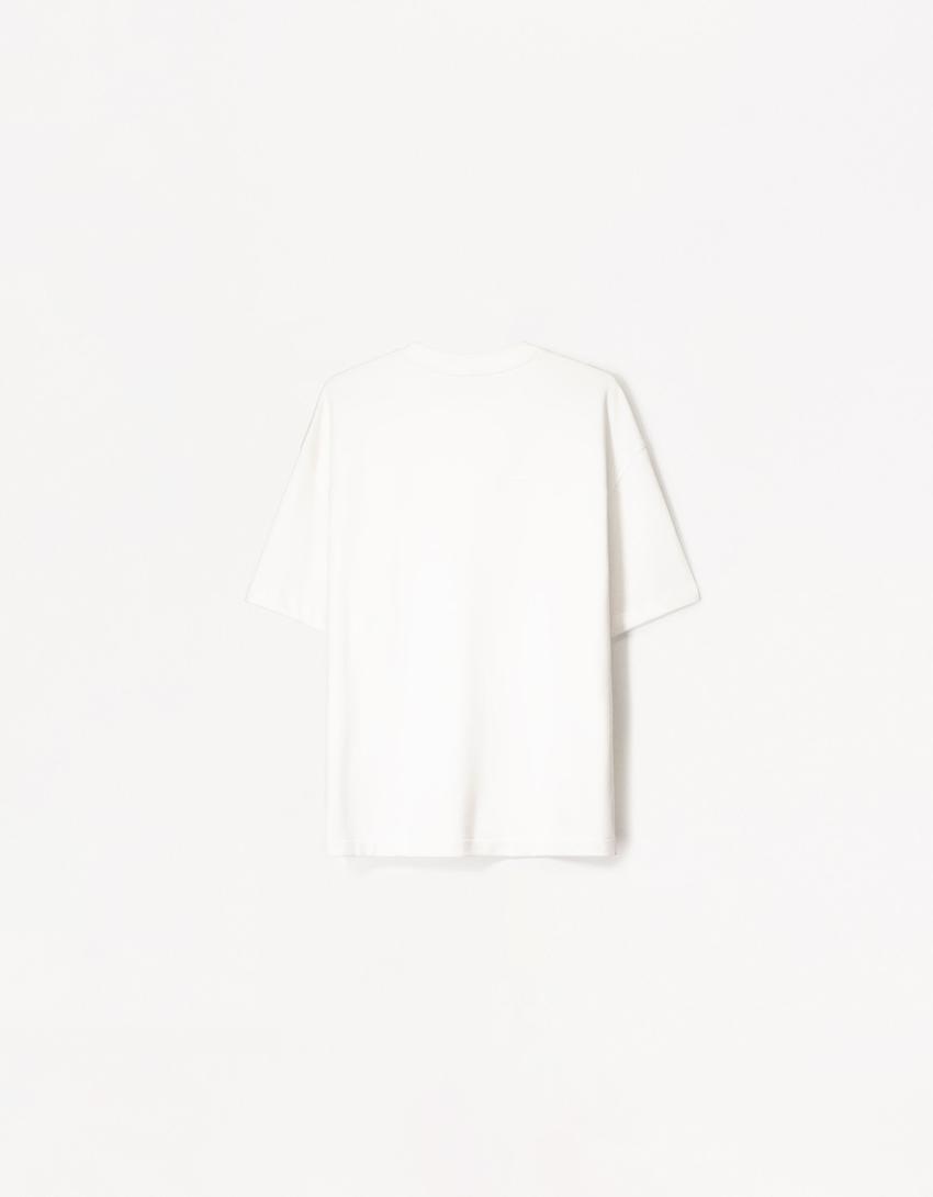 Short sleeve plush T-shirt-White-5