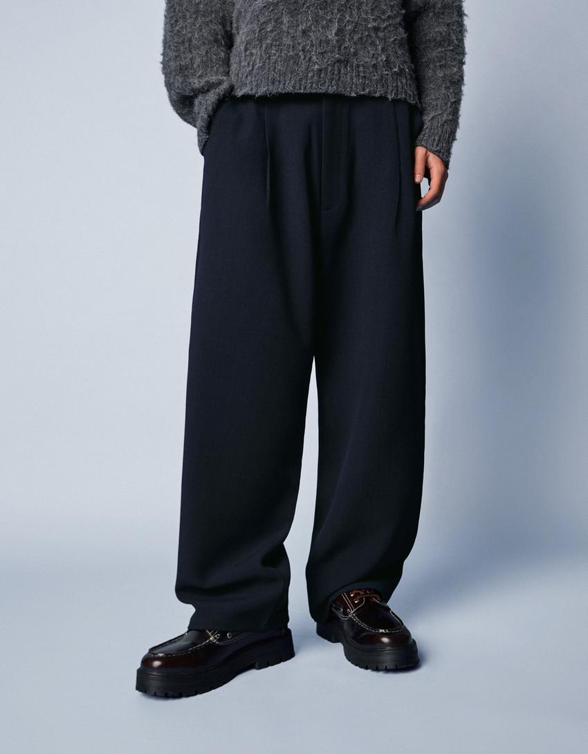 Super baggy tailored trousers-Navy