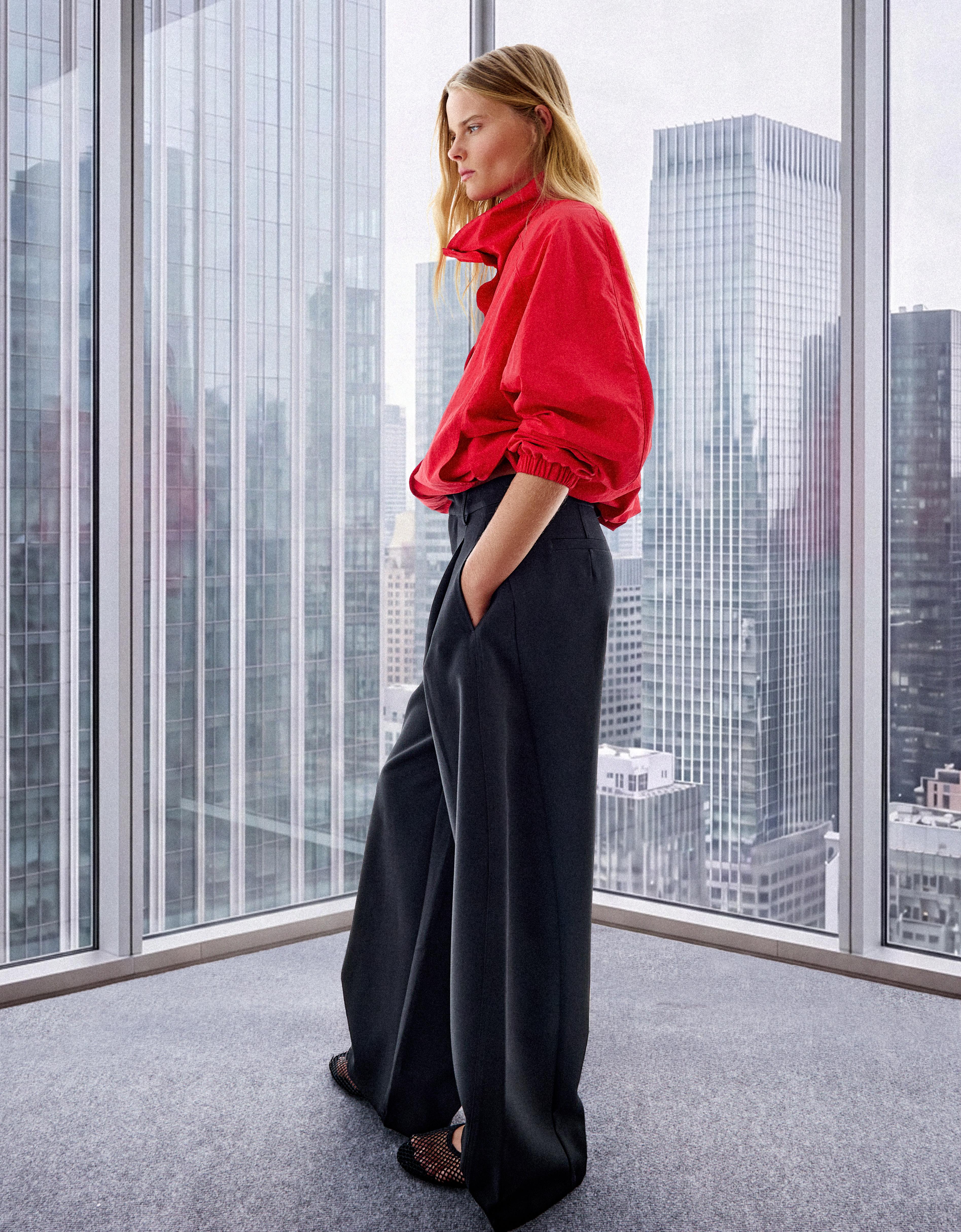 Double-fabric darted trousers — Black