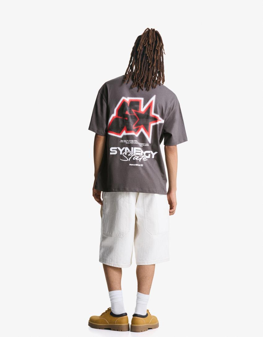 Short sleeve T-shirt with print-Dark grey