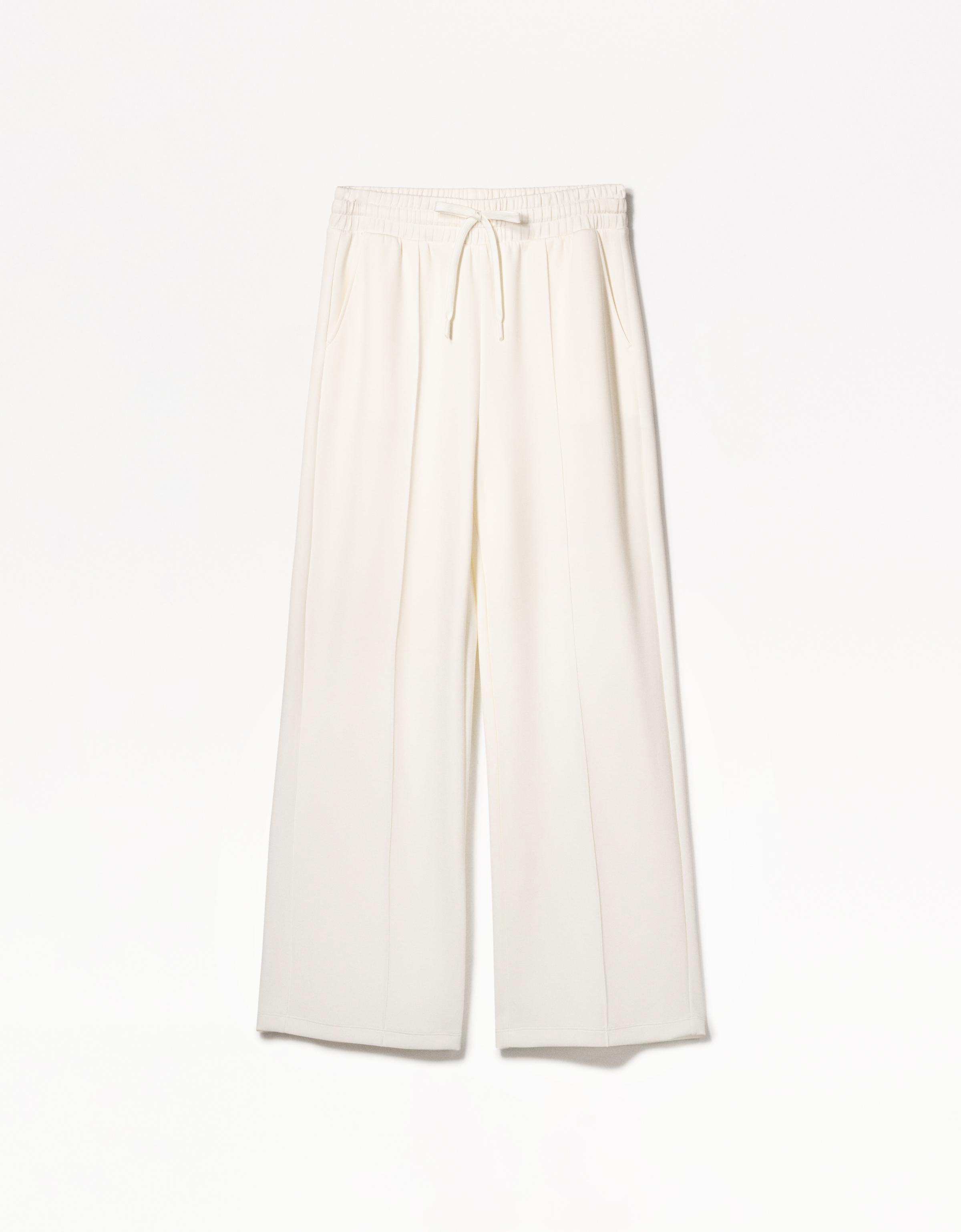 Wide-leg modal trousers — Cream