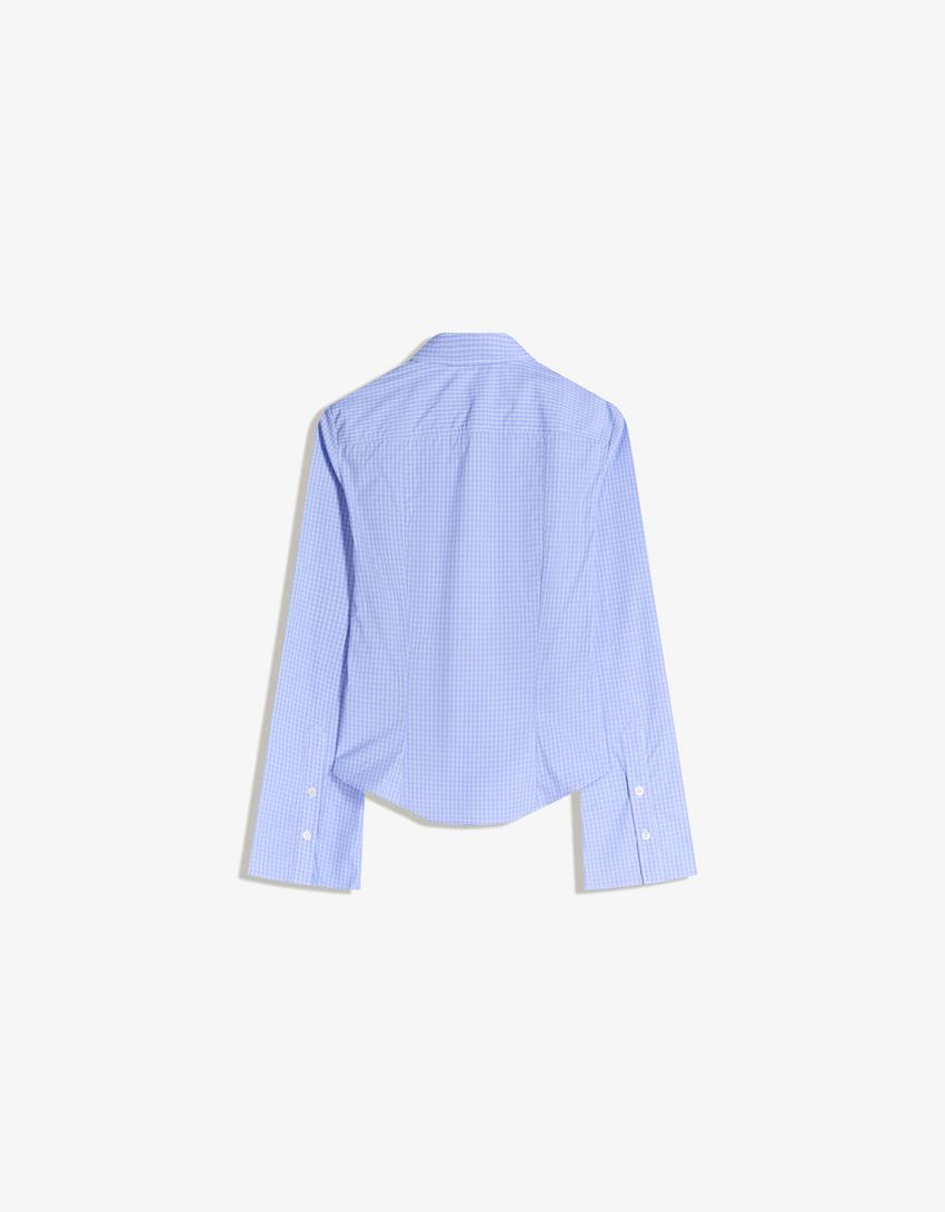 Camisa manga campana entallada-Azul