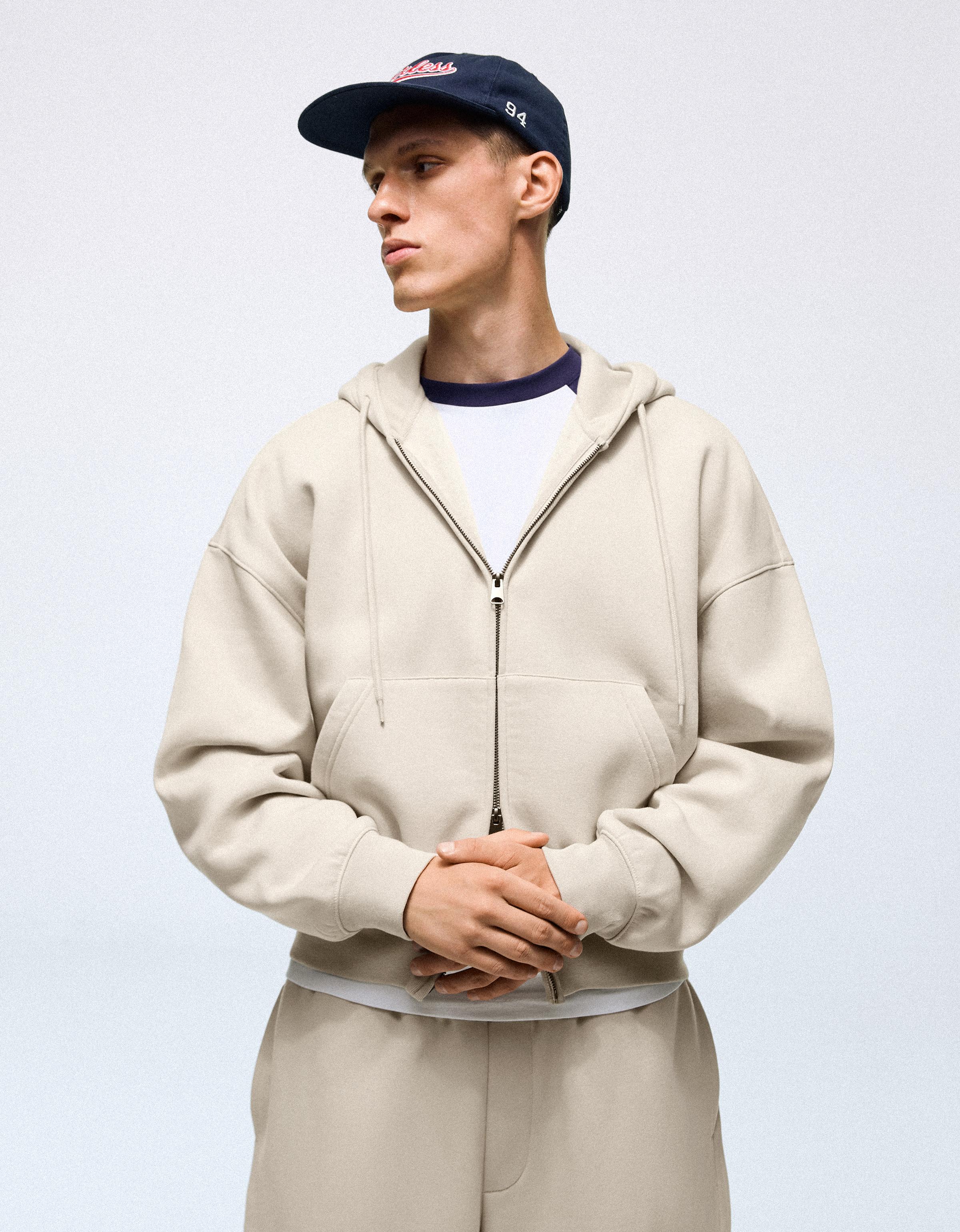 Zip-up hoodie — Stone