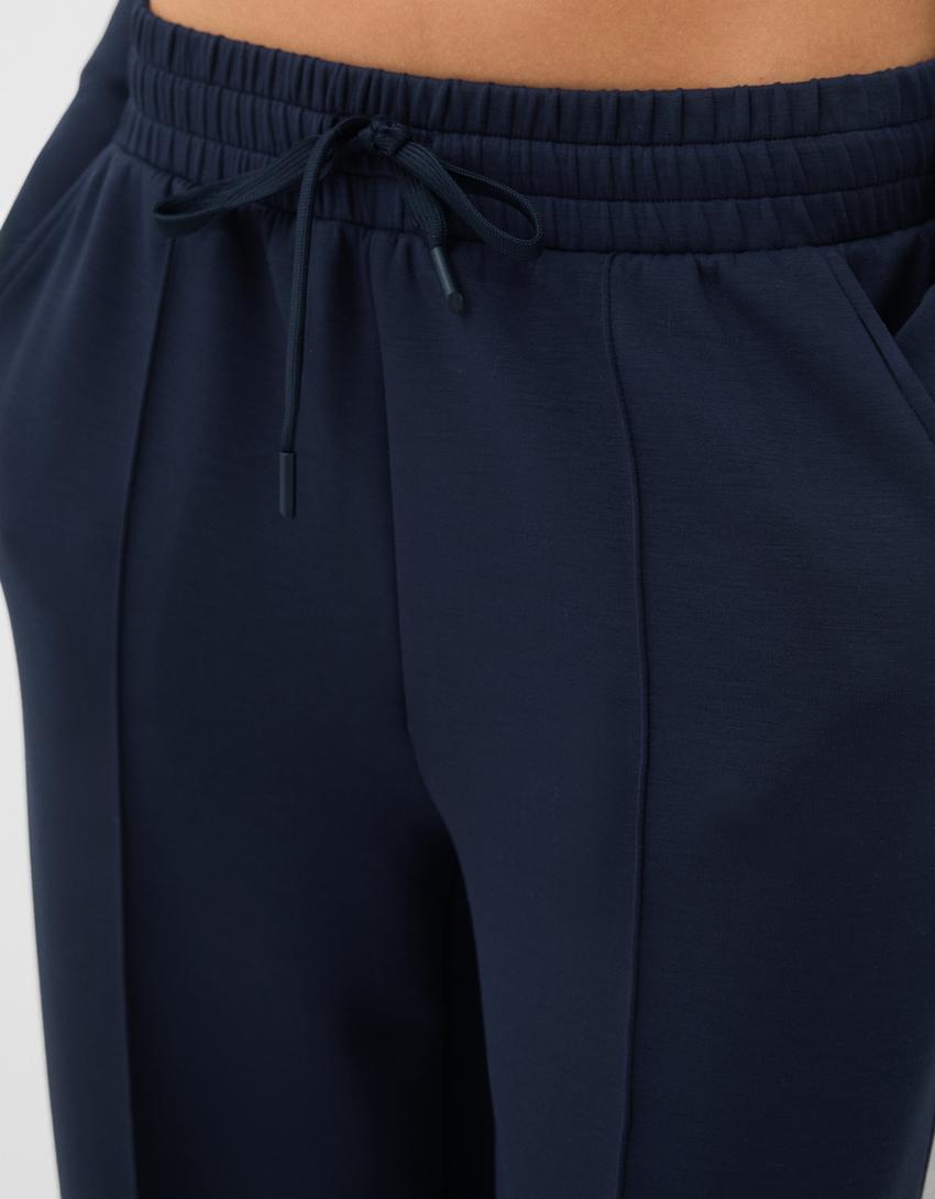 Soft touch wide-leg trousers-Navy