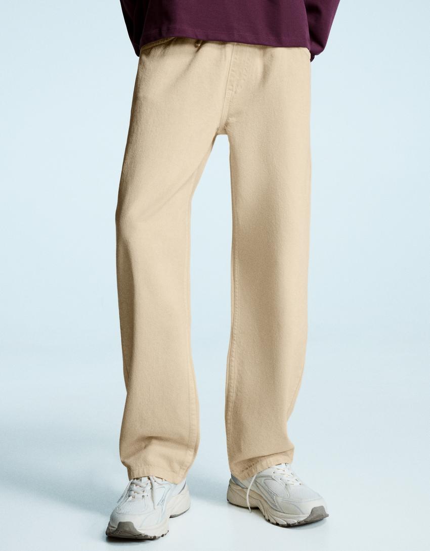 Straight jogger jeans-Beige