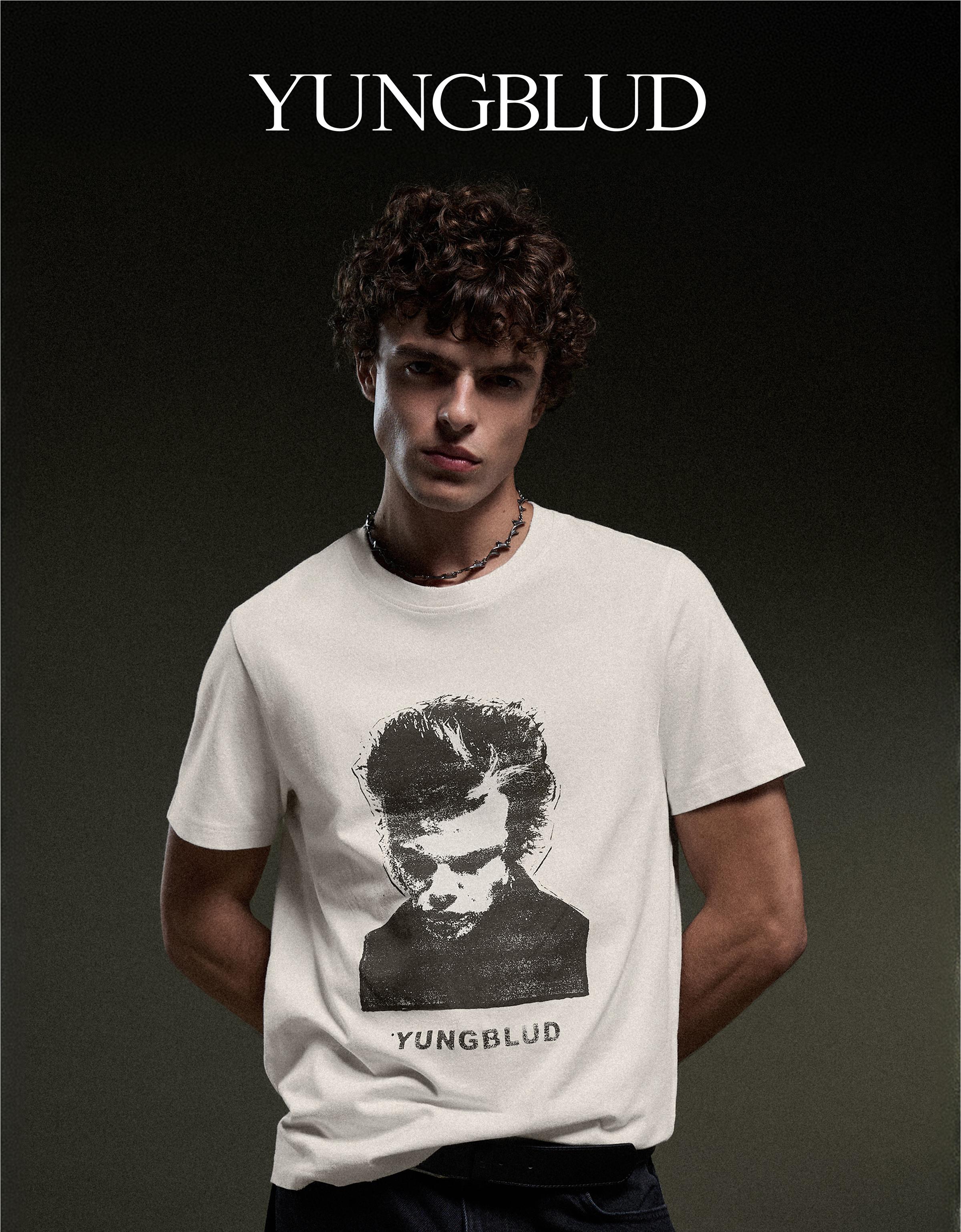 Short sleeve YUNGBLUD print T-shirt — Cream
