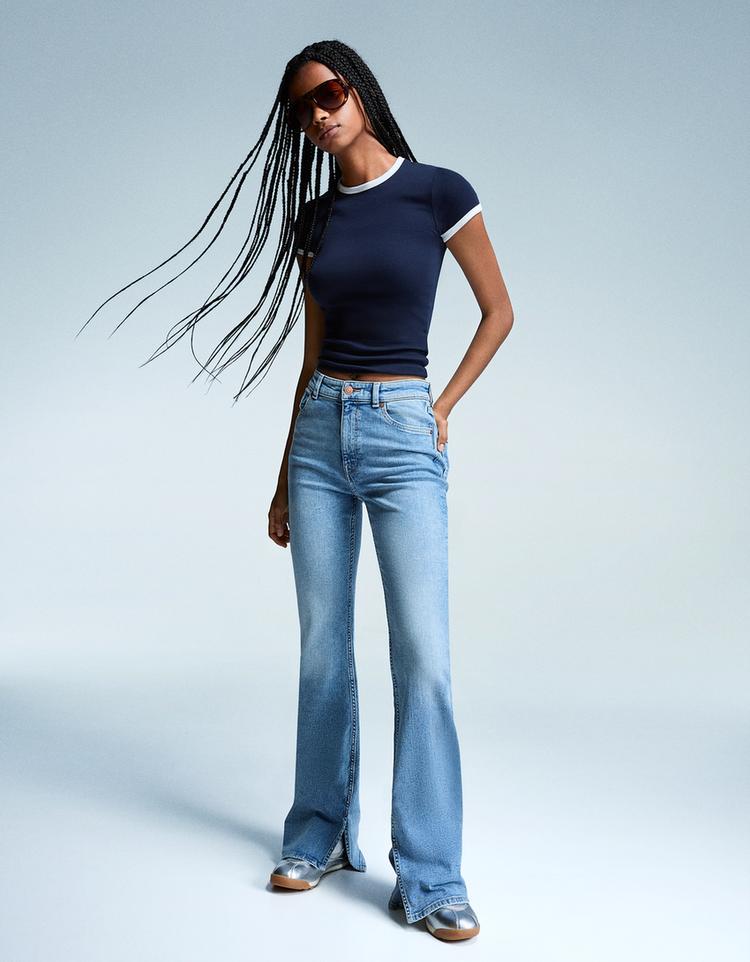Açık paça flare jean
