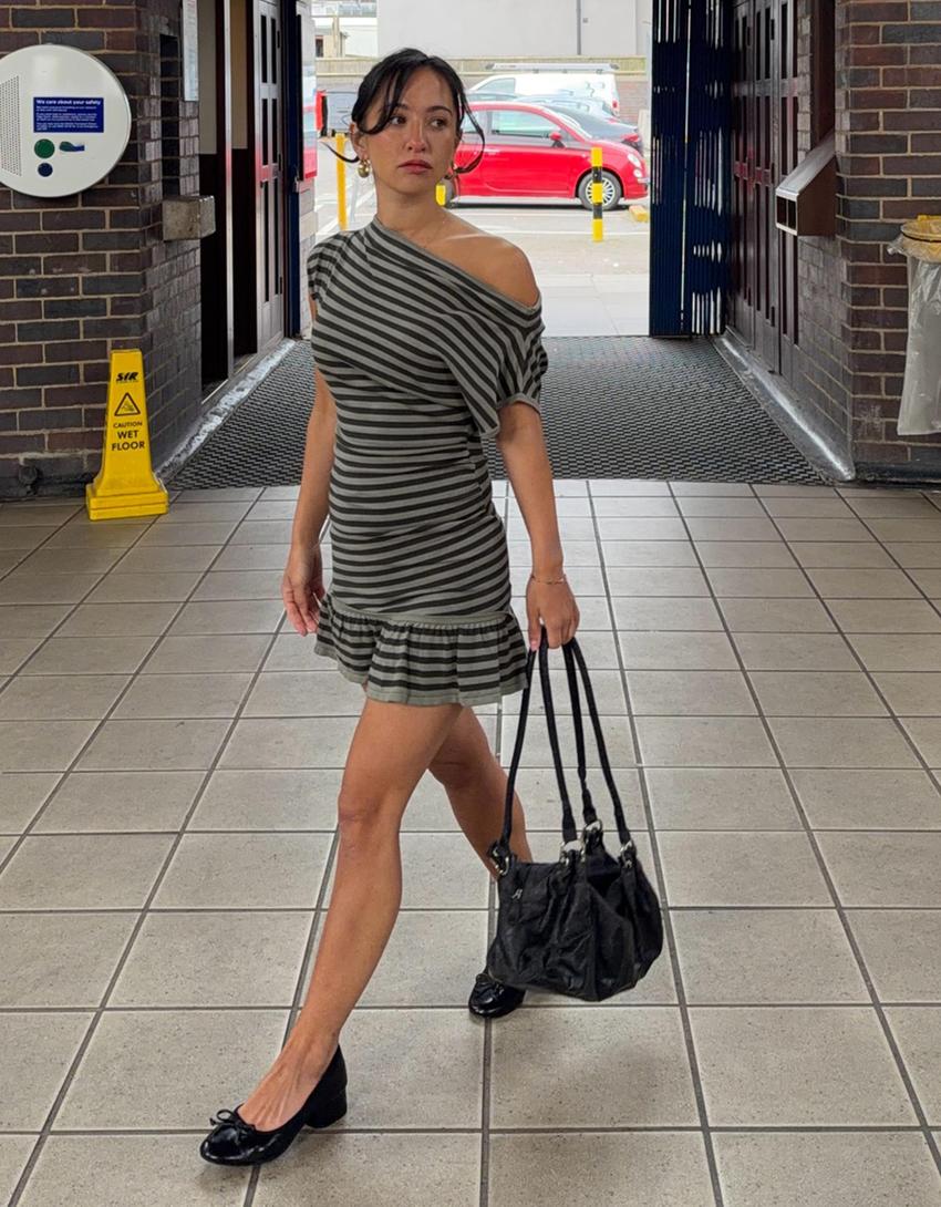 Robe mini col bateau-Vert