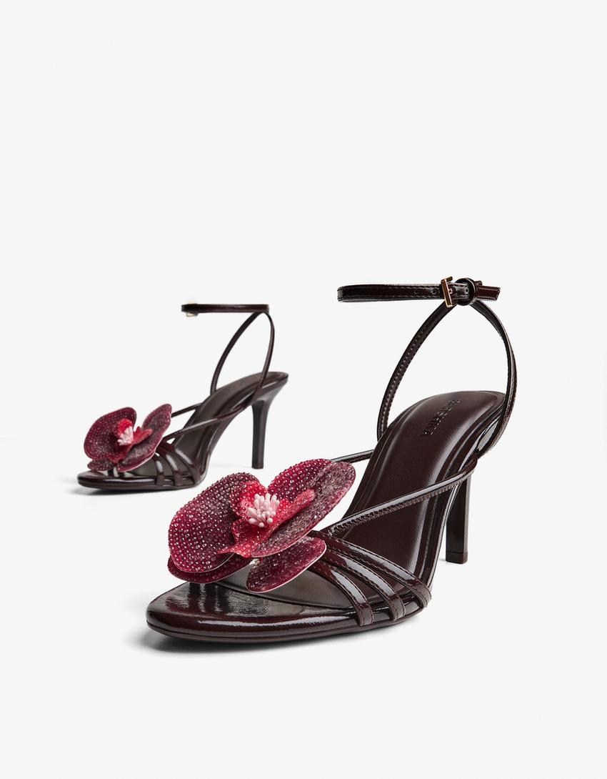 Sandales à talon fantaisie-Marron