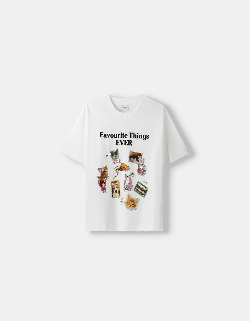 Short sleeve T-shirt with print-Off white-4