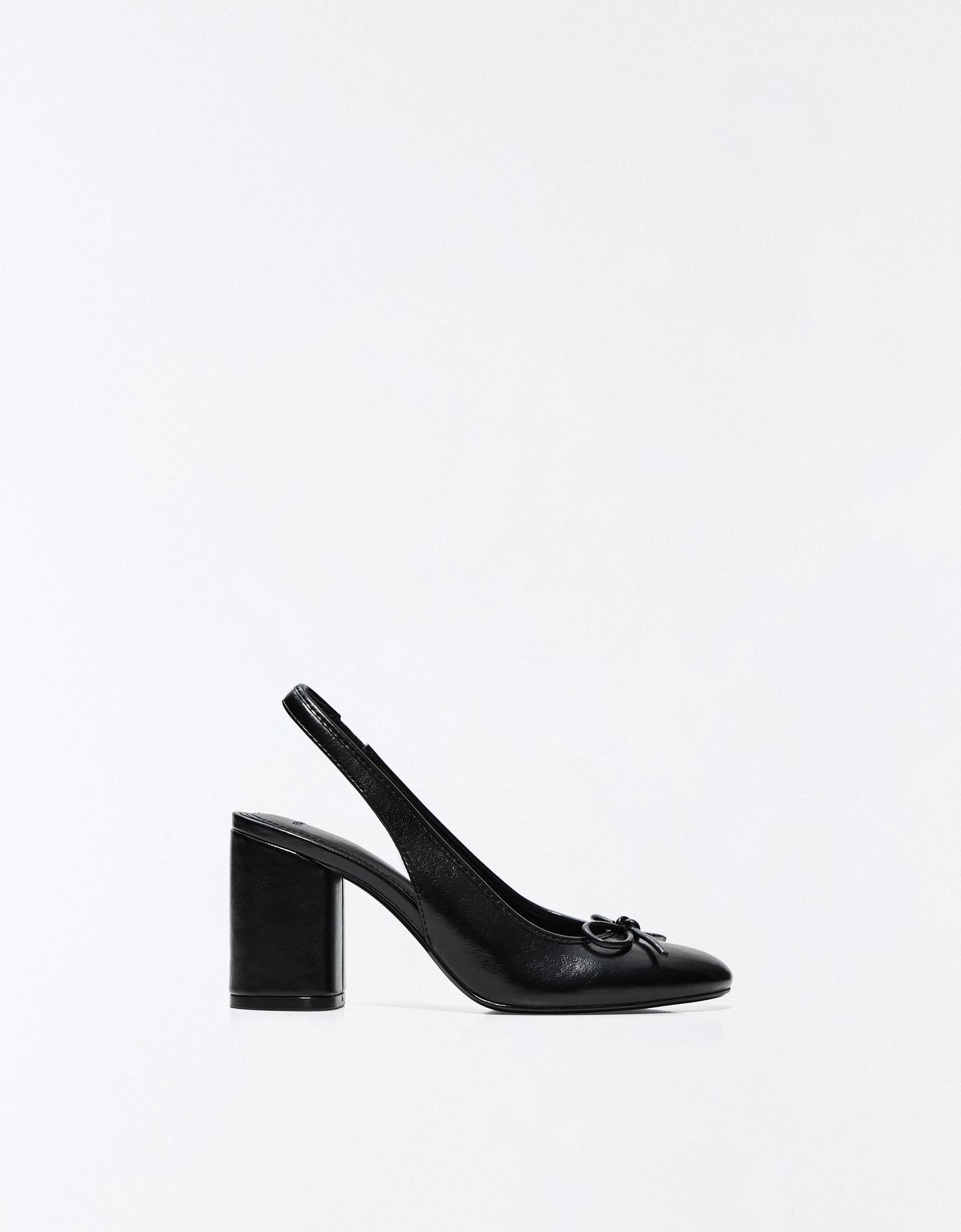 Bershka Bailarina Tacón Destalonada Mujer Negro