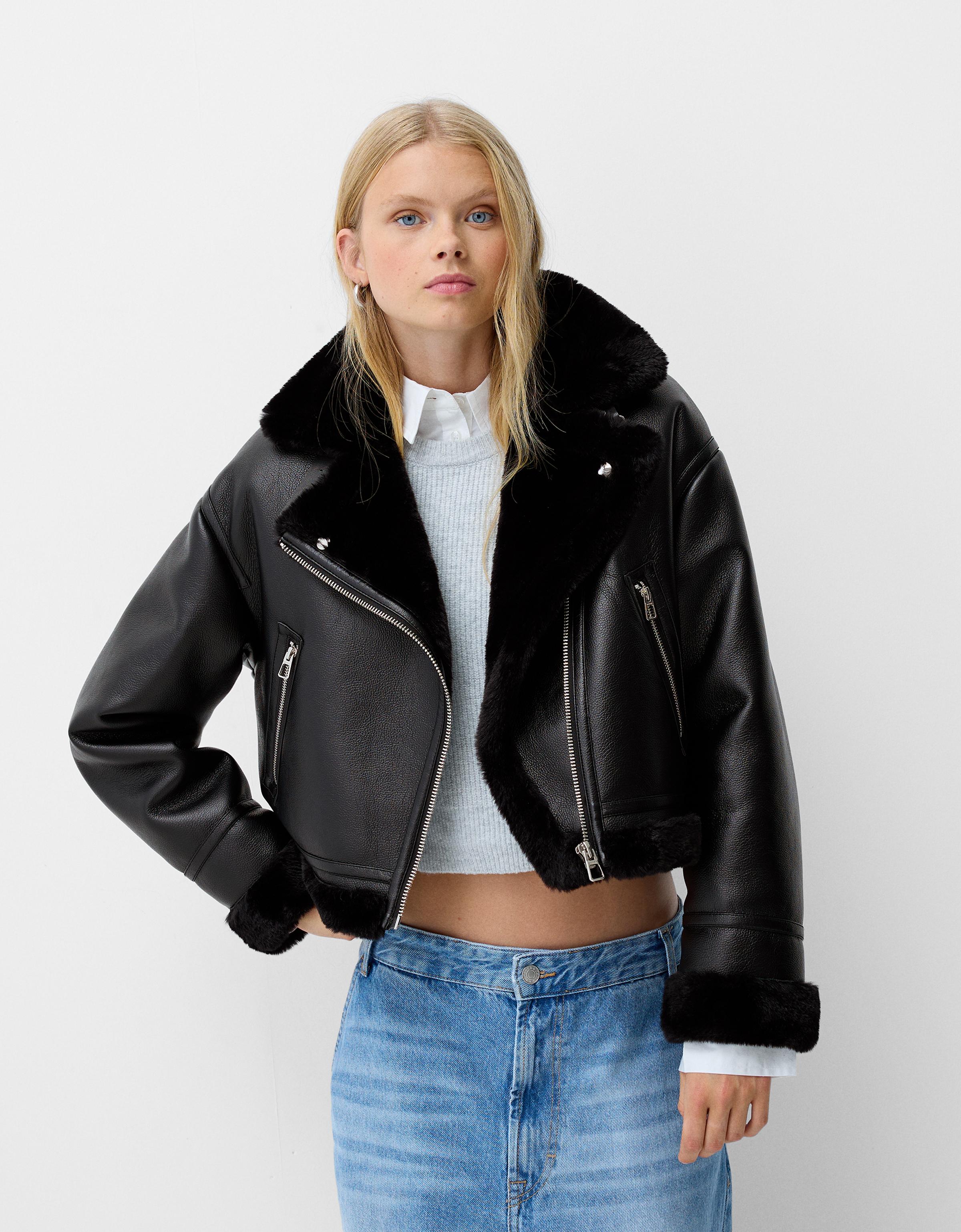 Bershka faux shearling jacket best sale