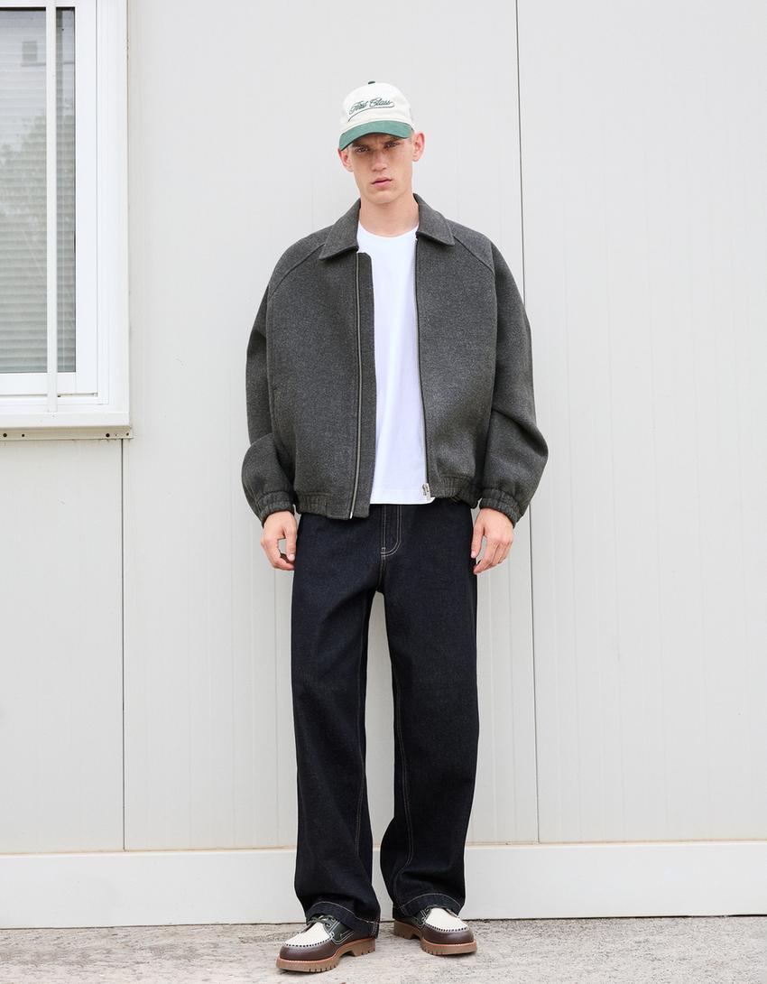 Veste en tissu trucker-Gris