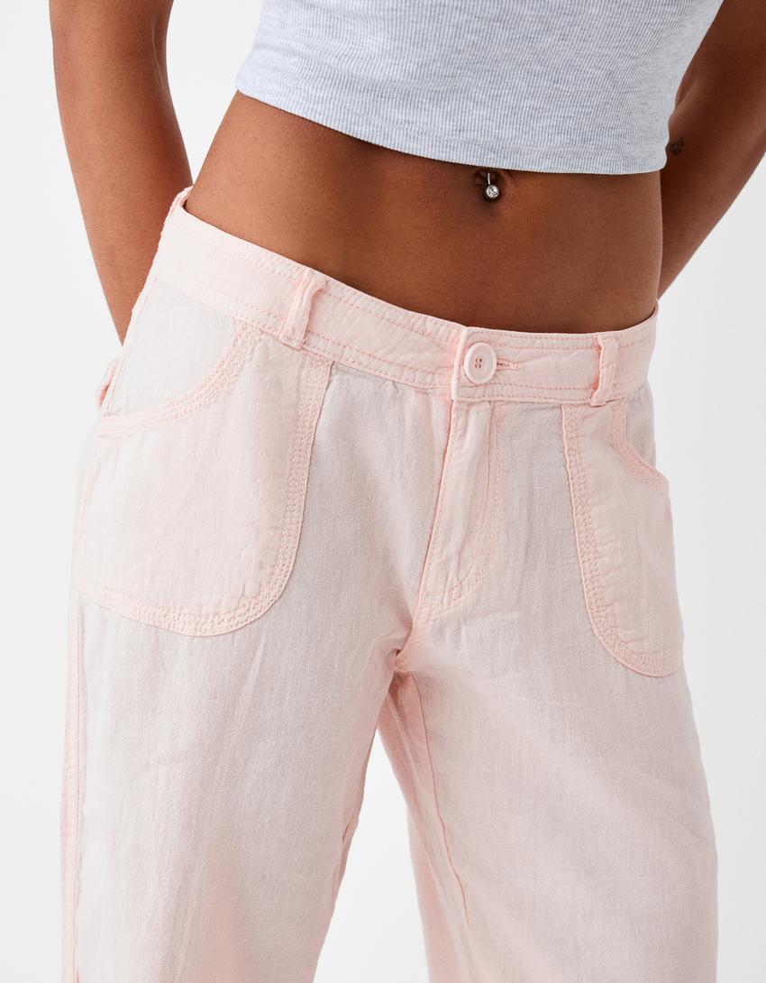 Pantalon fluide rustique-Rose-5